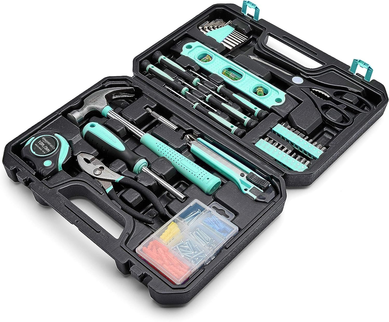 🚗 KFZ & Werkstatt – Amazon Basics 142 Piece Turquoise Household Tool Set with Tool Box 34 x 23.5 x 7.5 cm