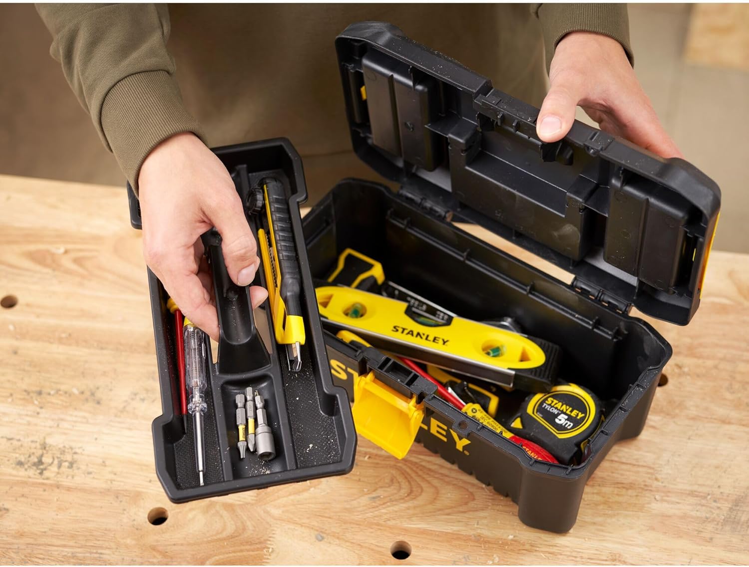 🔥 Angebote & Aktionen – Stanley STST1-75514"Essential" 12.5" Toolbox with Plastic Latches, Black/Yellow – Bild 9