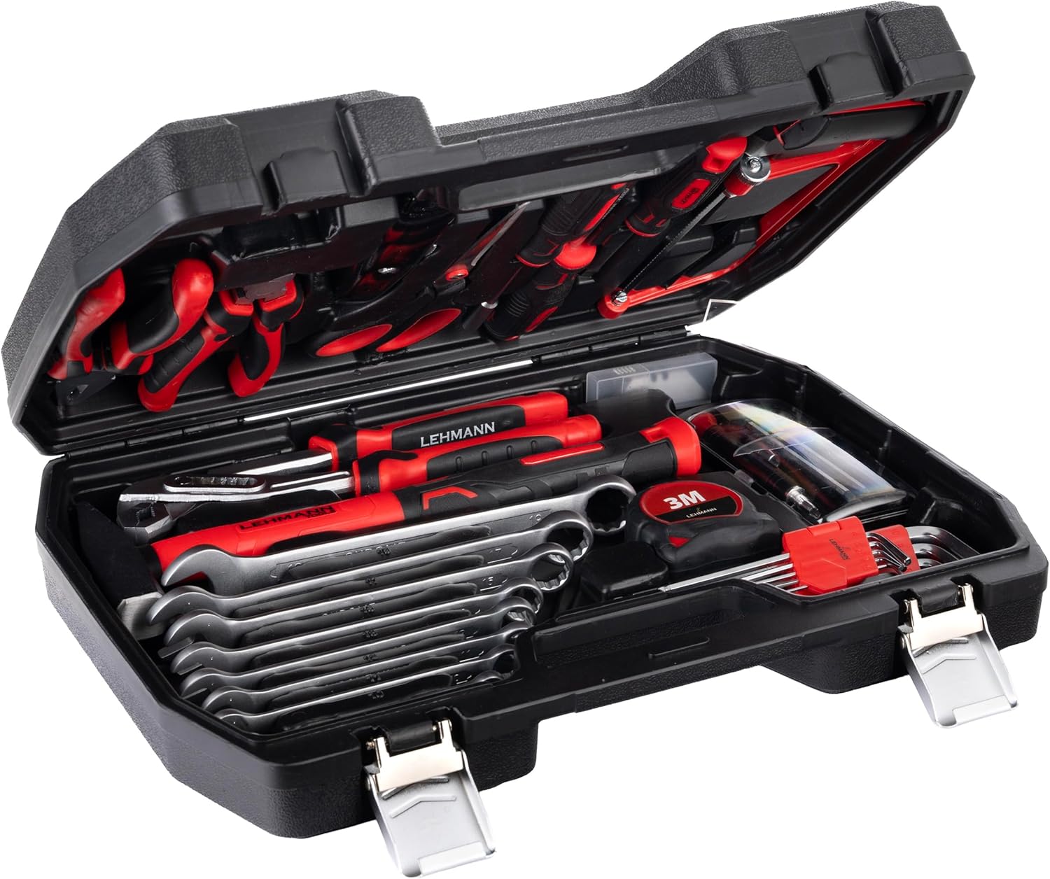 🔥 Angebote & Aktionen – LEHMANN Tool Set 65 Pieces - Plastic Case with Carry Handle - Tools with Rubberised Handle - Tool Box Including Wrench, Hammer, Pliers - Tool Set for Workshop and Household – Bild 8