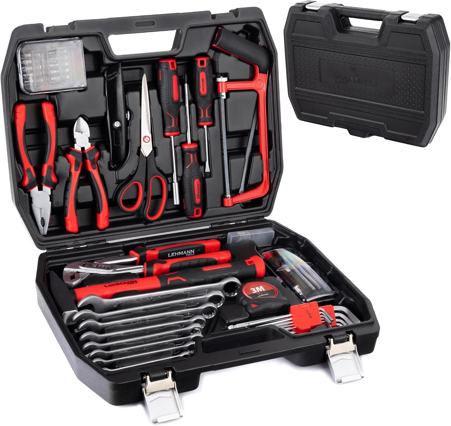 🔥 Angebote & Aktionen – LEHMANN Tool Set 65 Pieces - Plastic Case with Carry Handle - Tools with Rubberised Handle - Tool Box Including Wrench, Hammer, Pliers - Tool Set for Workshop and Household