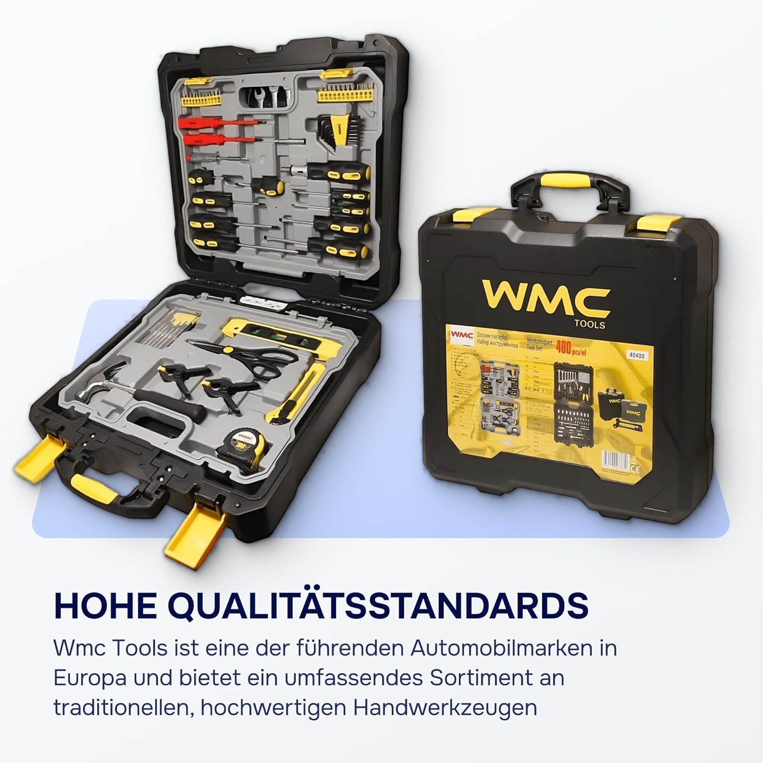 🔥 Angebote & Aktionen – WMC TOOLS 400 Piece Professional Tool Set - 2-in-1 Tool Box with Rolling Case, 2 Separate Cases, Screwdrivers, Pliers, Sockets, Bits & Hammer for DIY, Car, Garage & Workshop – Bild 5