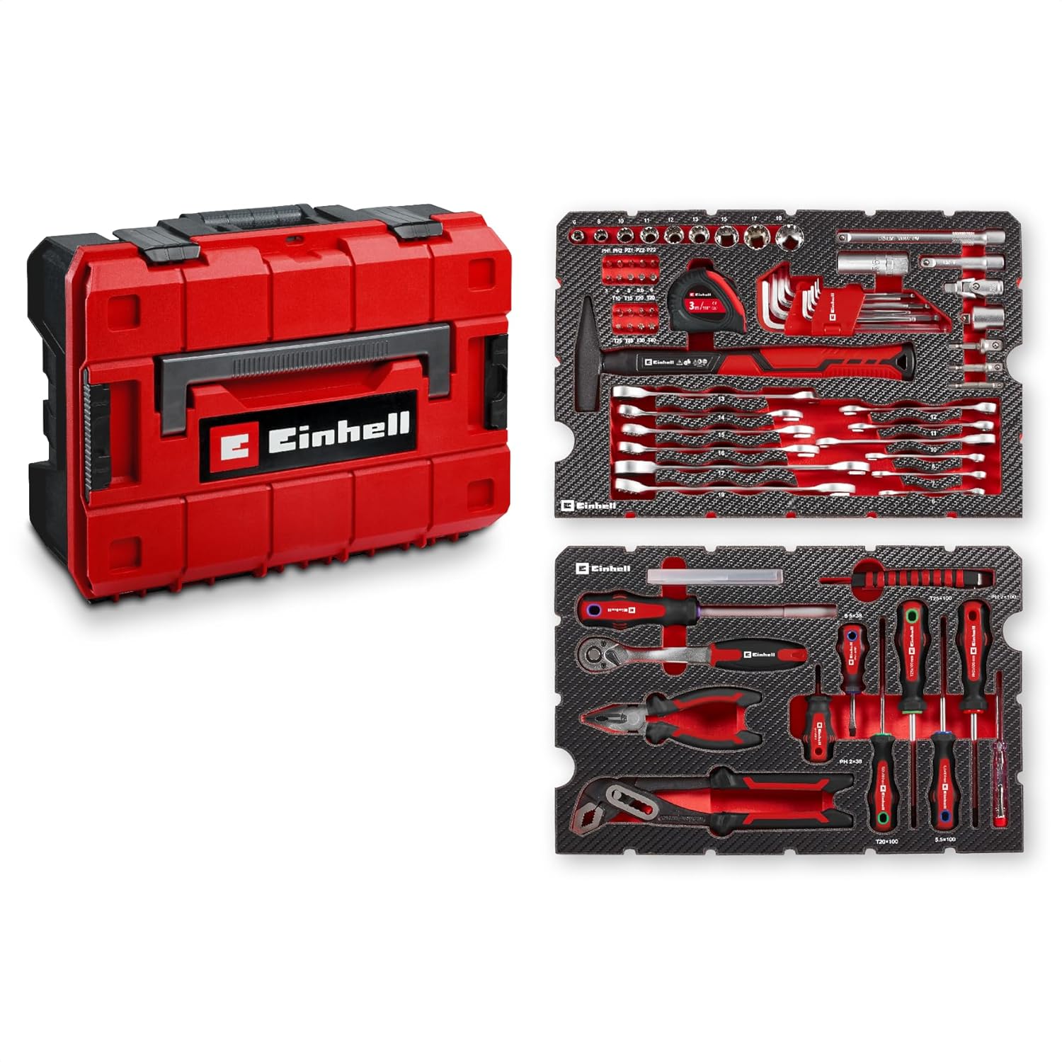 ⚡ Elektro & Technik – Original Einhell E-CASE 80-tlg. Werkzeugkoffer (Werkzeug-Set im robusten, stapelbaren Kunststoffkoffer als ideale Grundausstattung für den Haushalt, die Werkstatt oder unterwegs)