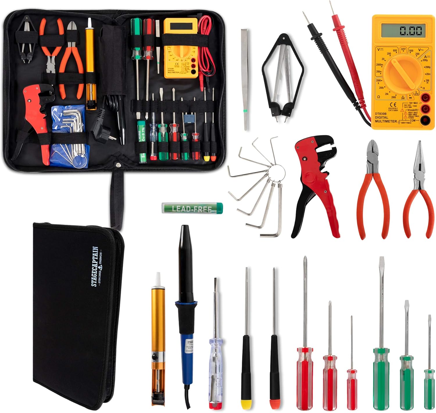 ⚡ Elektro & Technik – Stagecaptain EWS-15 Elektrowerkzeug-Set (27-teilig, inkl. Lötkolben und Multimeter, für Proberaum, Bühne, Wohnbereich und Werkstatt, komplett im praktischen Koffer)