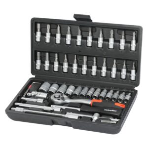 🚗 KFZ & Werkstatt – ValueMax Socket Spanner Set 46-Piece Cr-V Steel Socket Spanner with 1/4 Inch Reversible Ratchet, Socket Spanner, Bit Set, Socket Spanner Inserts, Tool Case