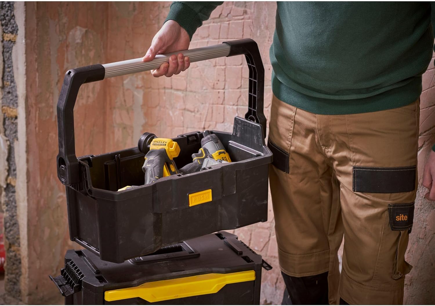 🚗 KFZ & Werkstatt – STANLEY 2-in-1 Rolling Workshop Tool Box Empty Tool Box (53 x 75.60 x 32 cm, Tool Carrier with Organiser Attachment, with Two Large Compartments, Telescopic Handle, Made of Robust Plastic) STST1-79231 – Bild 9