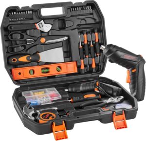 🔥 Angebote & Aktionen – VEVOR 96 Piece Household Hand Tool Set with Cordless Screwdriver and Portable Tool Case, High Quality Steel for Home Maintenance, DIY Projects and Car Repairs