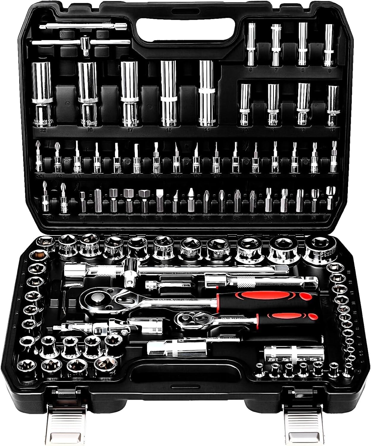 🔥 Angebote & Aktionen – TLGREEN 108-Piece Socket Spanner Set Cr-V Socket Spanner Set Ratchet Box with 1/4 Inch and 1/2 Inch 72 Teeth Reversible Ratchet Hexagonal Socket Spanner Insert for Car Motorcycle Bicycle Home