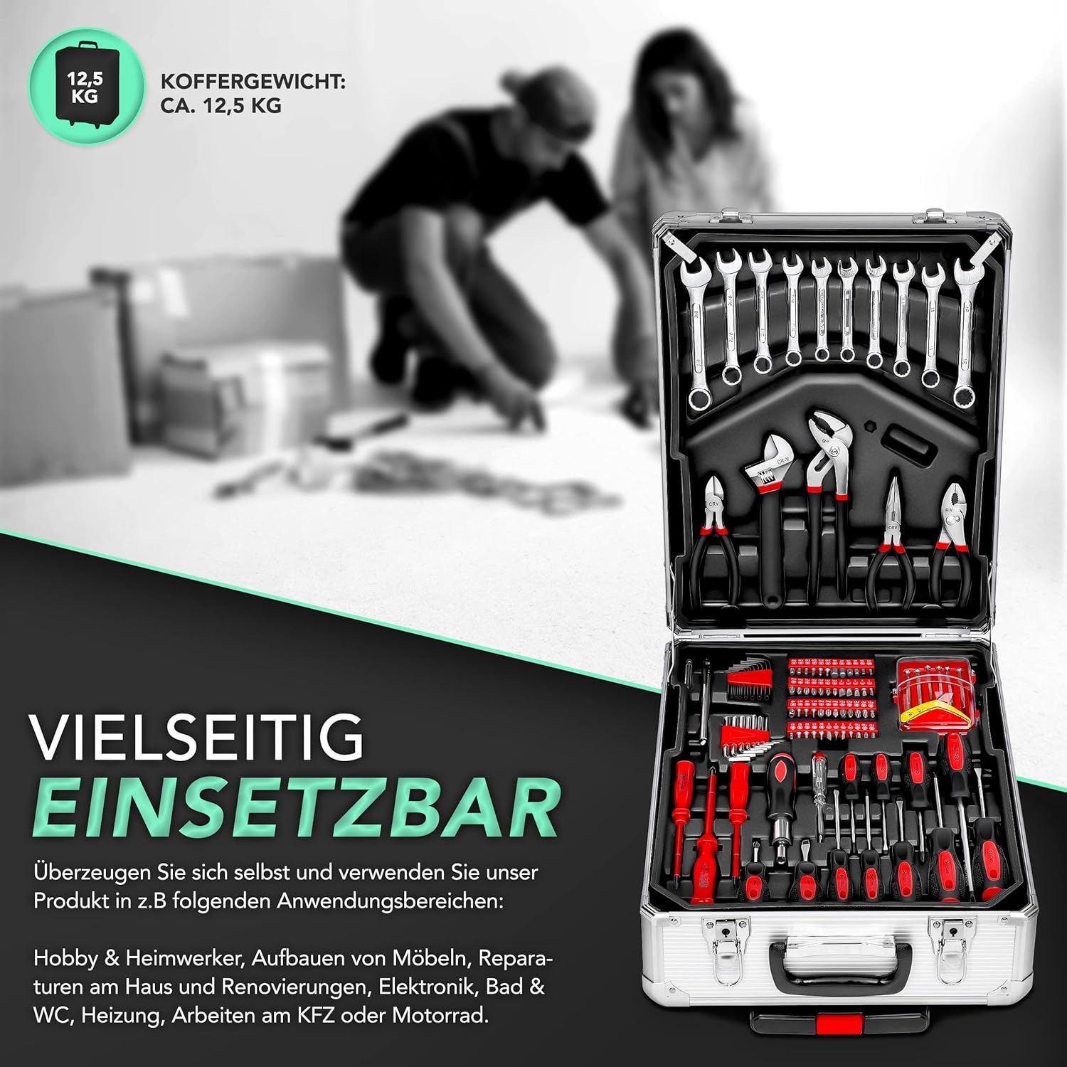 ⚒️ Bau & Montage – Tresko Werkzeugkoffer, 859 Teile, Werkzeugkoffer, Werkzeugtasche, Werkzeugset, Werkzeugwagen, Chrom-Vanadium-Stahl – Bild 6