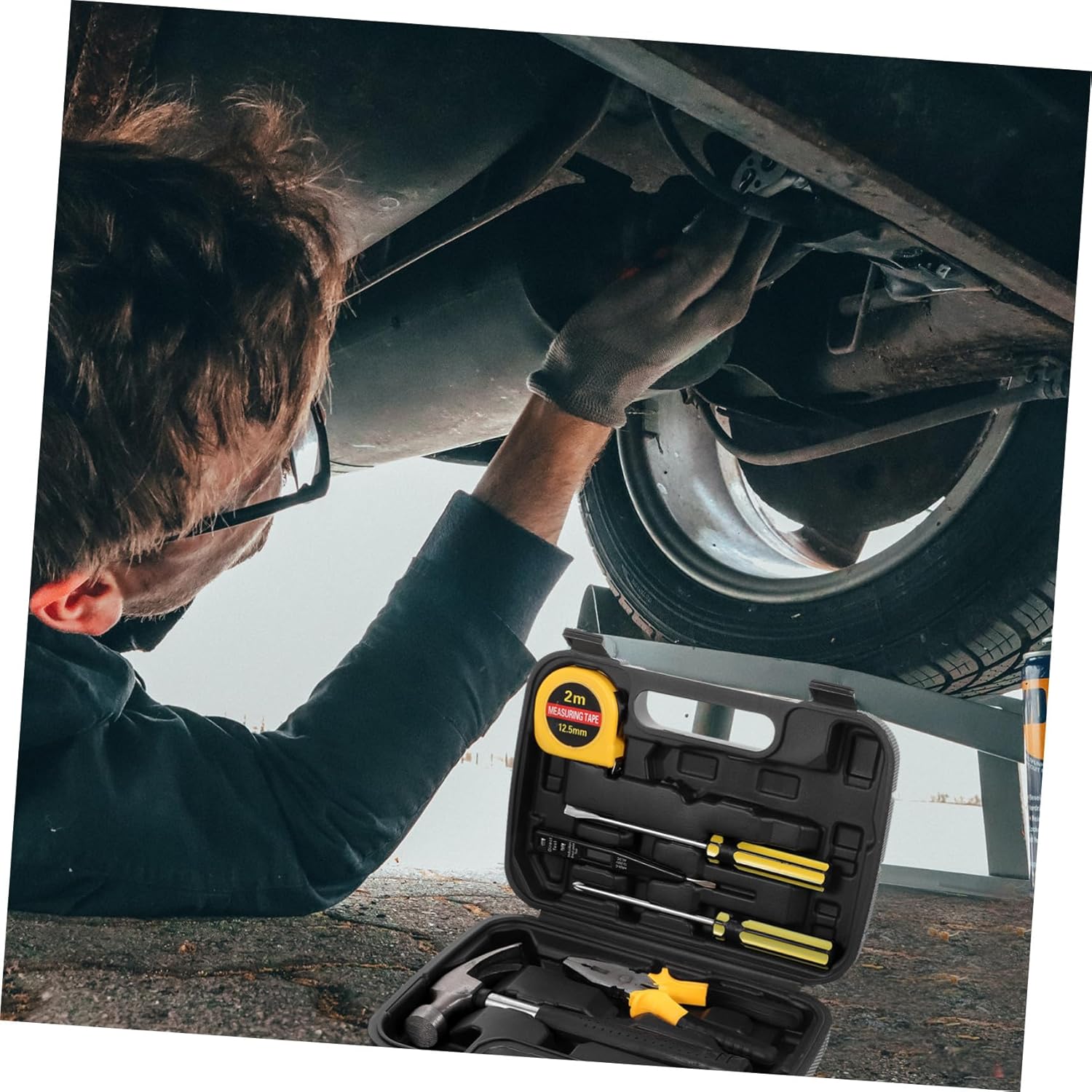 🚗 KFZ & Werkstatt – Vaguelly 1 Set Compact Tool Box Parts for DIY Enthusiasts Versatile Hammer Screwdriver Pliers and Tape Measure for Repairs at Home and on the Go – Bild 3
