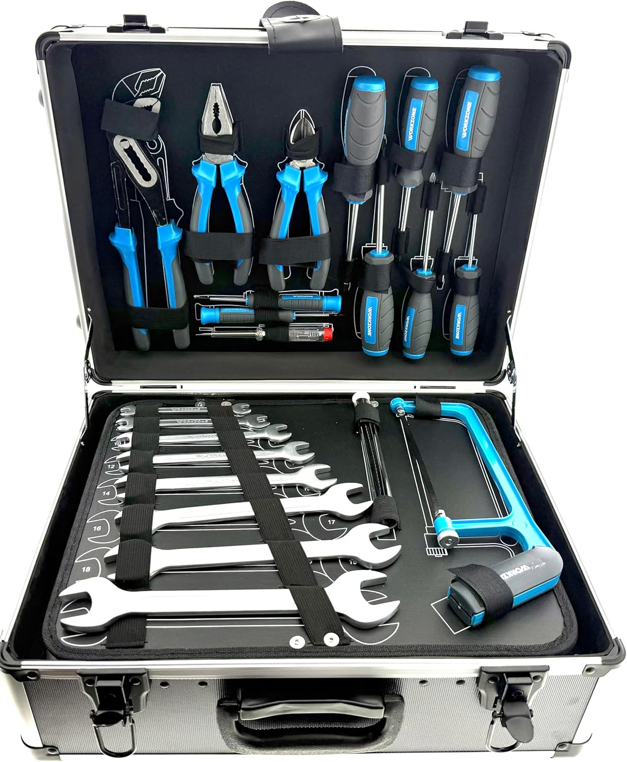 🔥 Angebote & Aktionen – WORKZONE 128 Pcs Aluminum Casing Trolley Tool Box with Wheels Extendable Handle 45.5 x 35.5 x 19.7cm – Bild 3