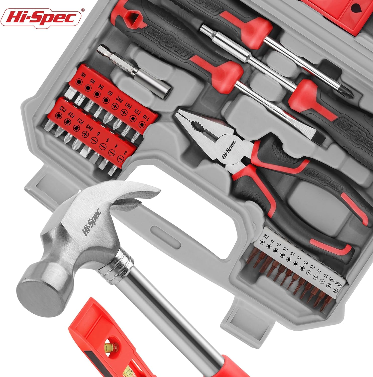🔥 Angebote & Aktionen – Hi-Spec Home DIY Tool Box Filled 42 Pieces Small Tool Box Filled with Red Tools and 2-in-1 Screwdriver Bit Handle for Repairs – Bild 5
