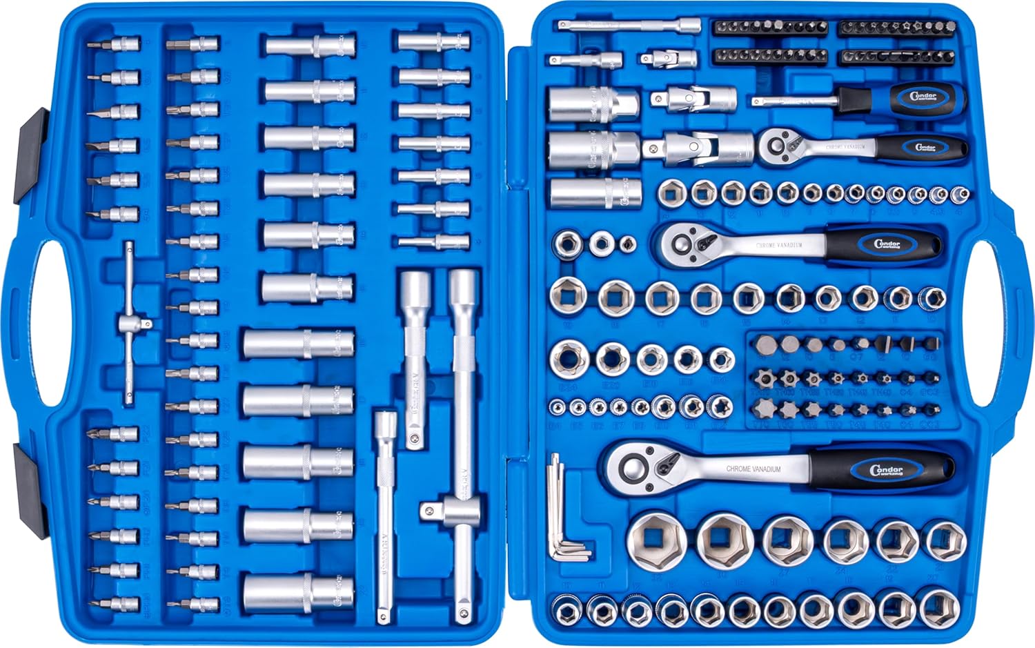 🚗 KFZ & Werkstatt – Condor Werkzeug 1171 | Socket Spanner Set | 191 Pieces | 1/4 Inch + 3/8 Inch + 1/2 Inch | Hexagonal 4-32 mm | Ratchet Wrench Set Fully Equipped Ratchet Box for Workshop and DIY Enthusiasts – Bild 4