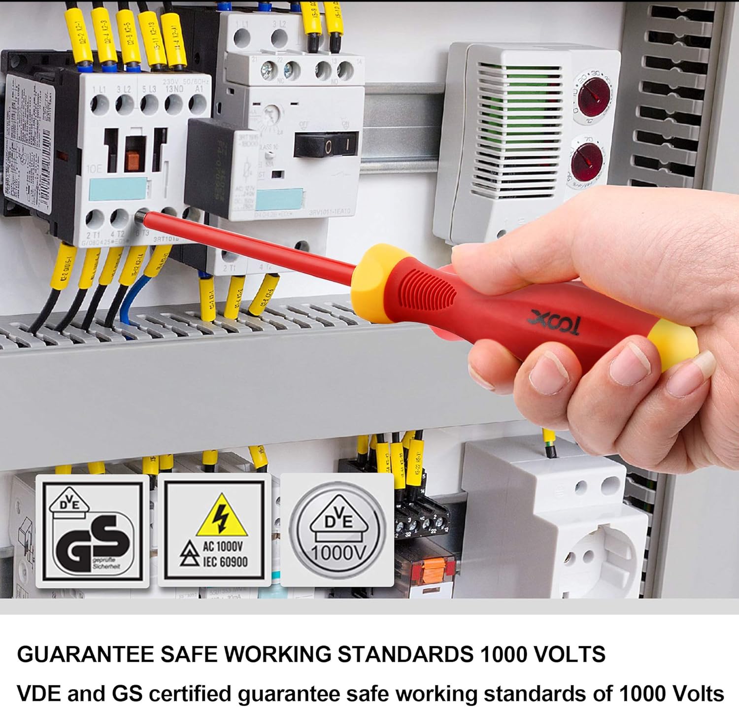 ⚡ Elektro & Technik – XOOL 8-teiliges 1000-V-VDE-isoliertes Elektriker-Schraubendreher-Set, magnetische Spitzen, ergonomische rutschfeste Griffe, Chrom-Vanadium-Stahl, mittelgroß, präzise Schlitz- und Kreuzschlitzschraubendreher – Bild 8
