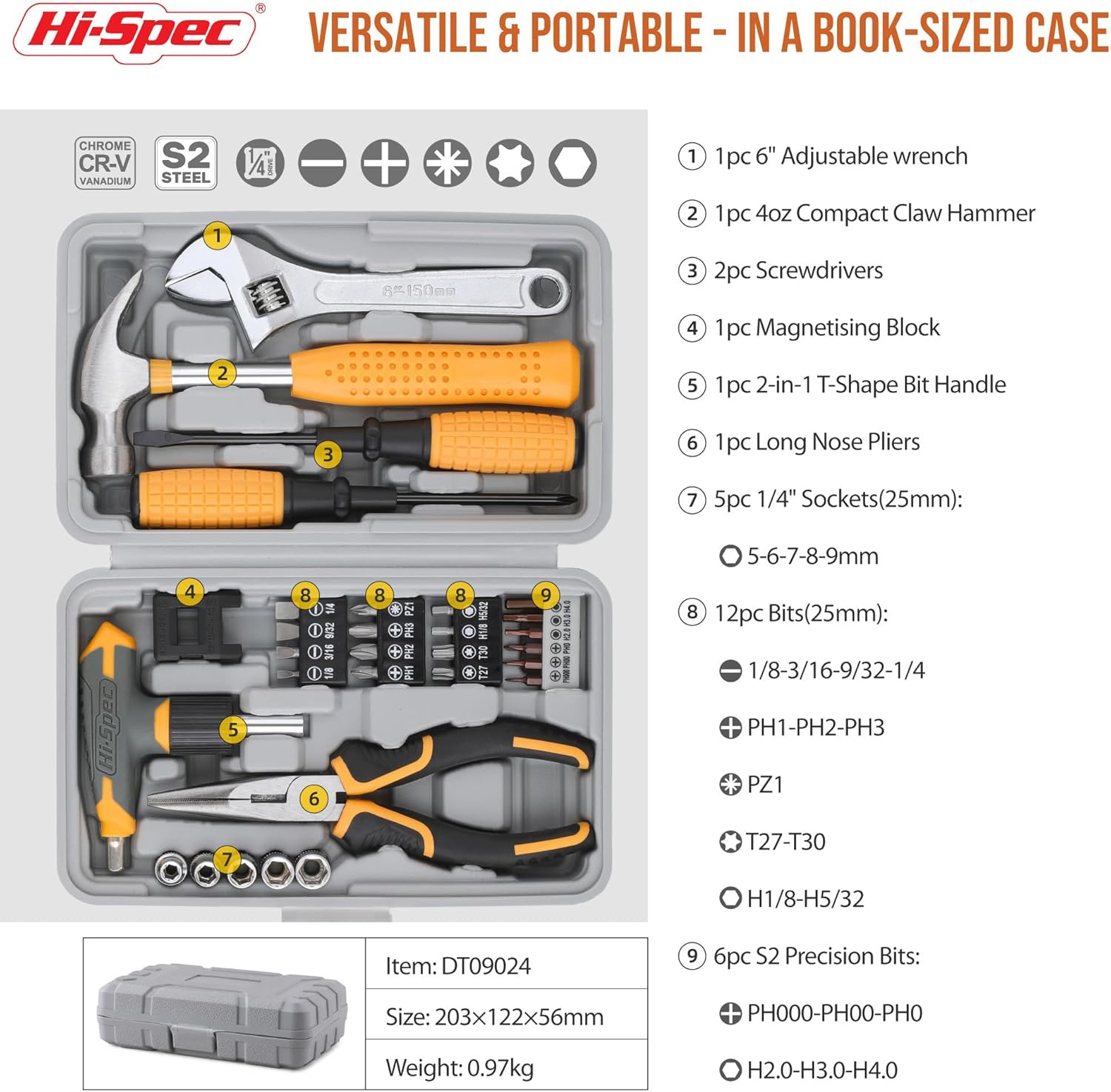🔥 Angebote & Aktionen – Hi-Spec 30-Piece Tool Set with Screwdriver Set & Hammer - Small Tool Box - Ideal for Home, Office & Household Repairs | Compact & Portable – Bild 2