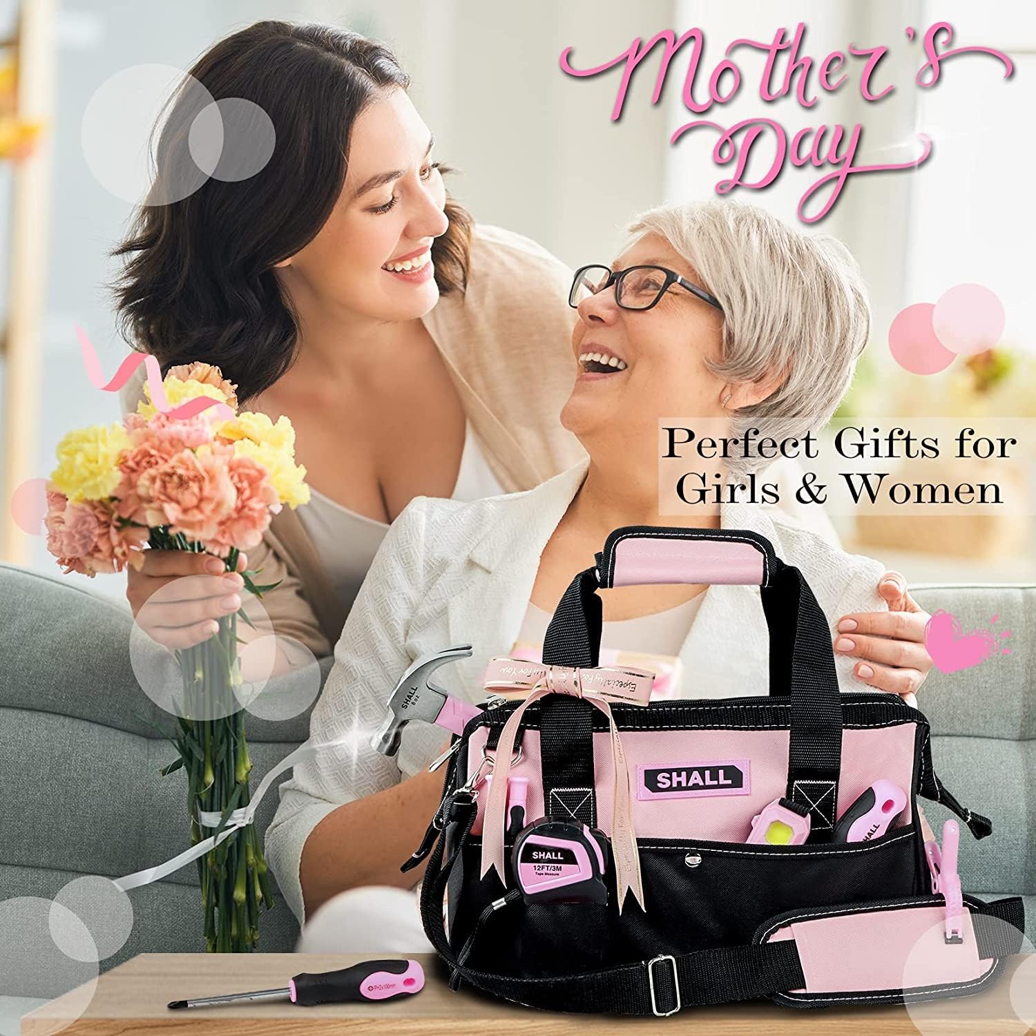 🔥 Angebote & Aktionen – SHALL Pink Tool Set, 246-Piece Women's Basic Tool Kit for Home with 14 Inch Wide Mouth Open Tool Bag, General Household Hand Tool Set – Bild 2