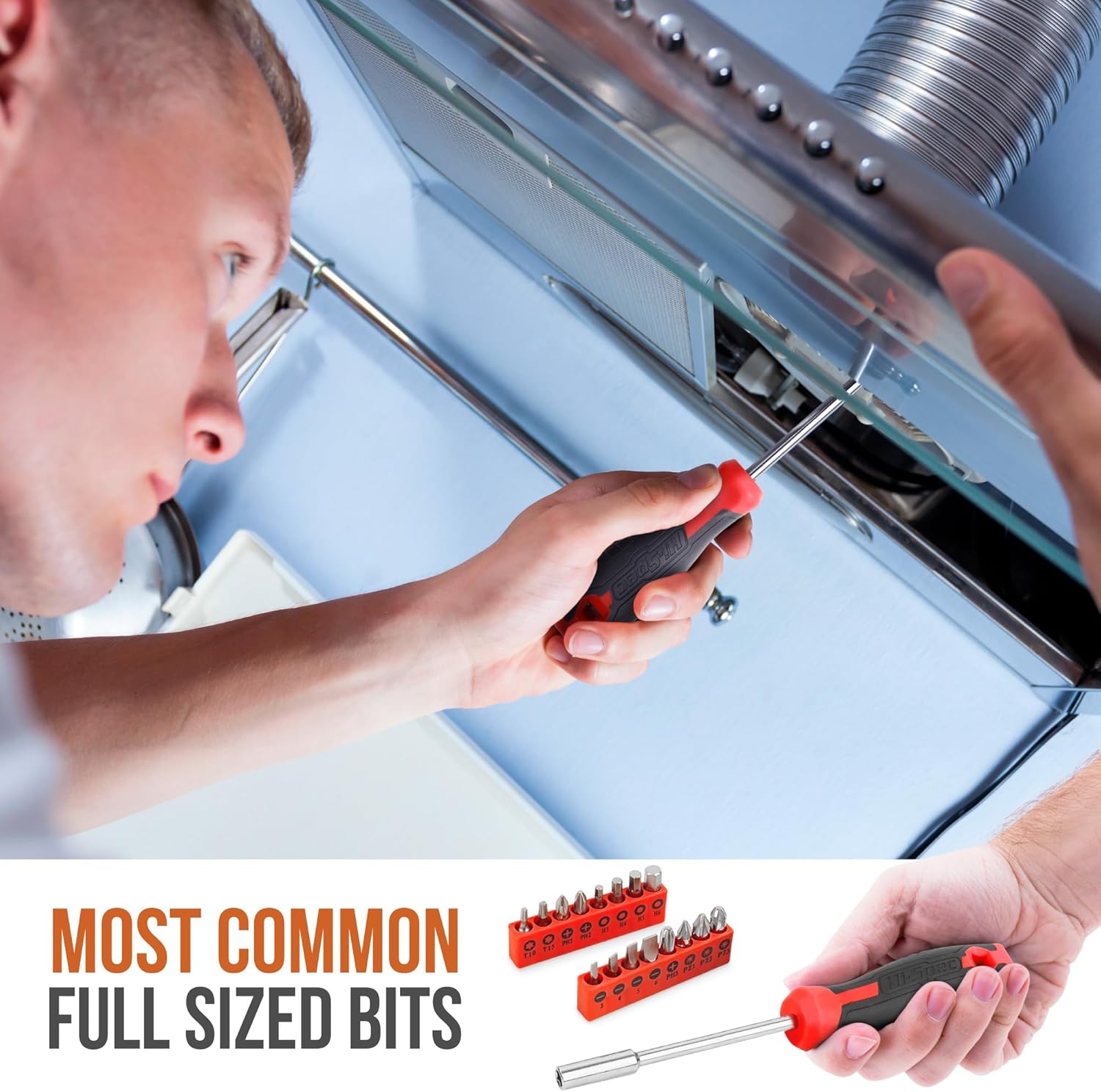 🔥 Angebote & Aktionen – Hi-Spec Home DIY Tool Box Filled 42 Pieces Small Tool Box Filled with Red Tools and 2-in-1 Screwdriver Bit Handle for Repairs – Bild 3