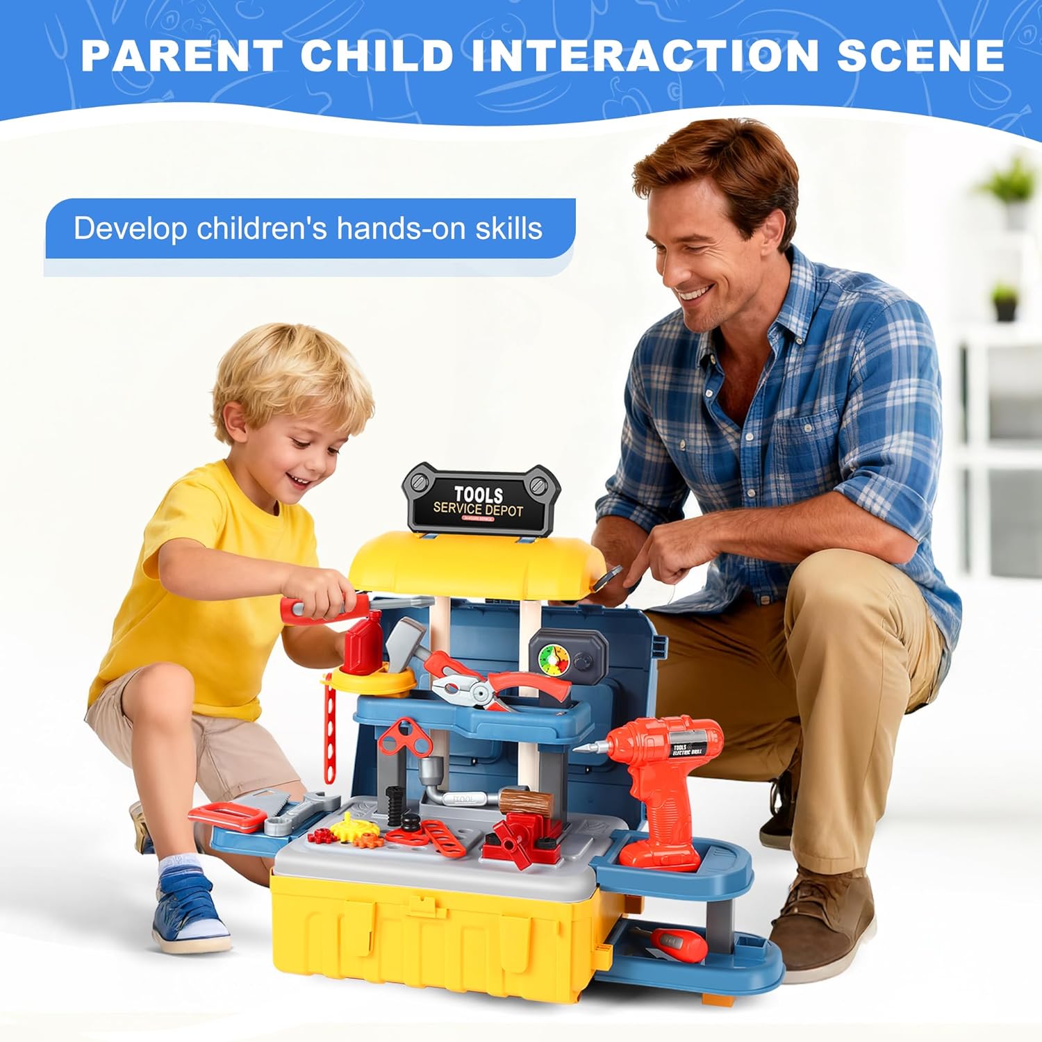⚡ Elektro & Technik – 3-in-1-Werkzeugkasten für Kinder, 46-teiliges Werkzeugset Kinder mit elektrischer Spielzeugbohrmaschine, Rollenspielspielzeug, Lernspielgeschenk ab 3 4 5 6 7 Jahren Jungen Mädchen – Bild 8
