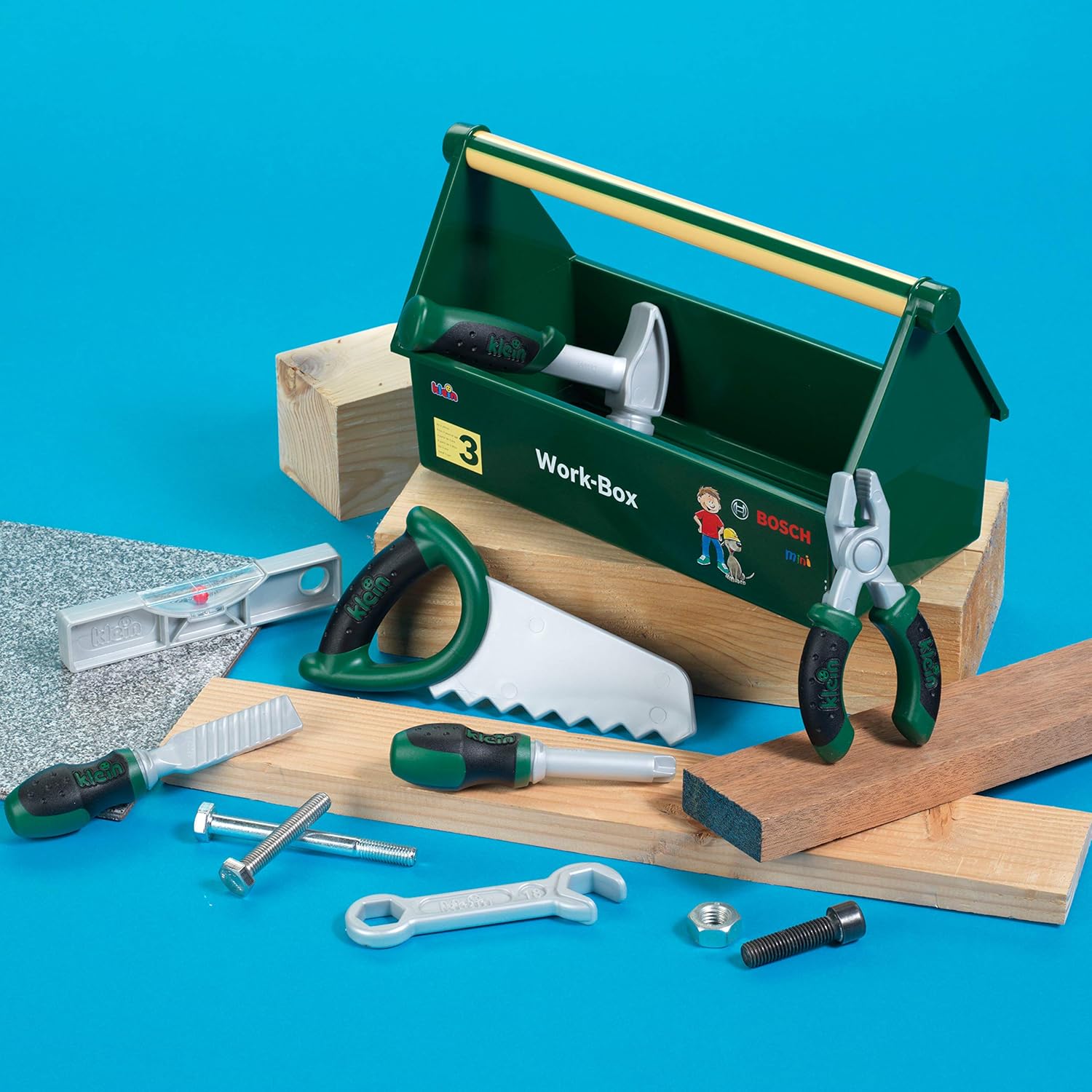 ⚒️ Bau & Montage – Theo Klein 8573 Werkzeugkasten | 7-teiliges Werkzeugset | Stabile Box mit praktischem Tragegriff | Abmessungen: 30,25 cm x 14 cm x 17,25 cm | Spielzeug für Kinder ab 3 Jahren – Bild 7