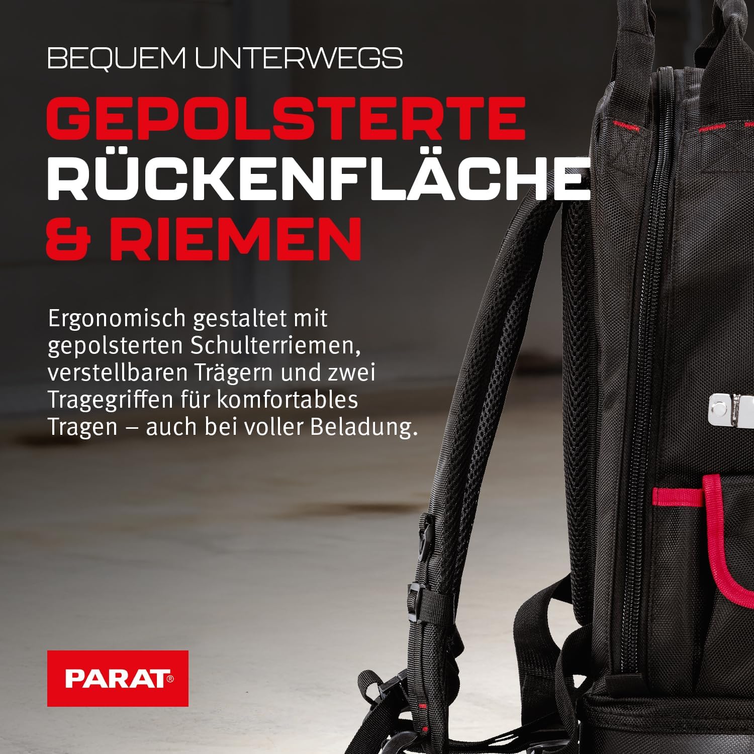 ⚡ Elektro & Technik – PARAT Basic Rucksack, Werkzeugrucksack 23 L für Elektriker, robuster Nylonrucksack, Werkzeugrucksack mit 15 Fächern und 6 Gummischlaufen, Elektrikerrucksack mit verstärktem Boden – Bild 7