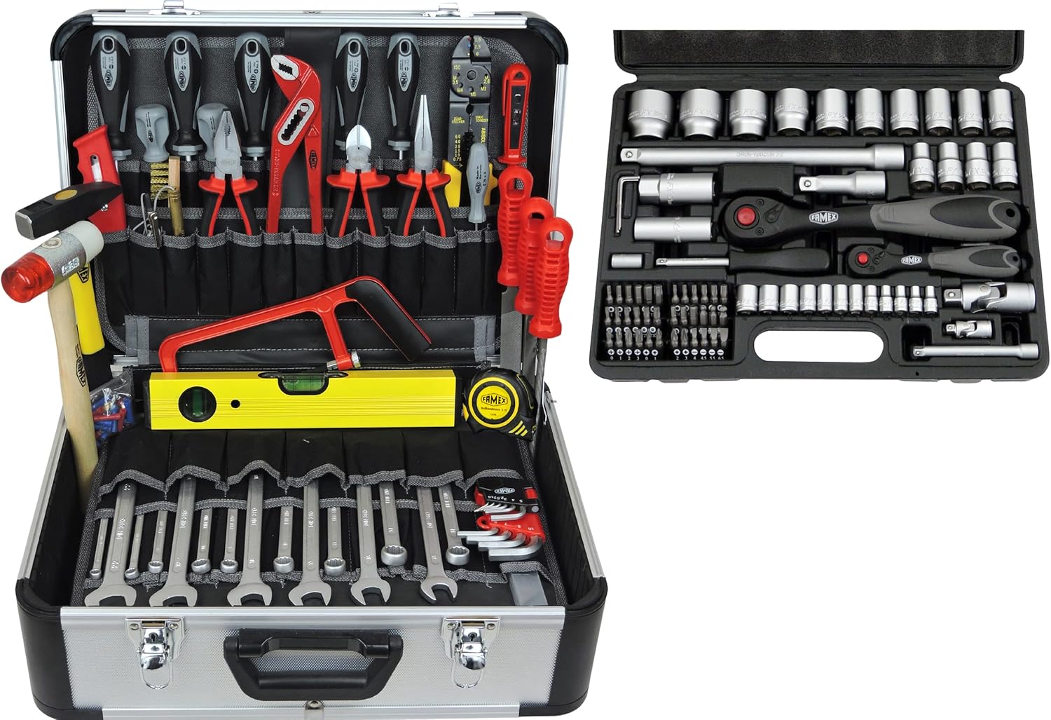 🚗 KFZ & Werkstatt – FAMEX 423-47 Tool Box Filled with Tool Set - Expandable - Tool Box Equipped - Plenty of Space for Other Tools