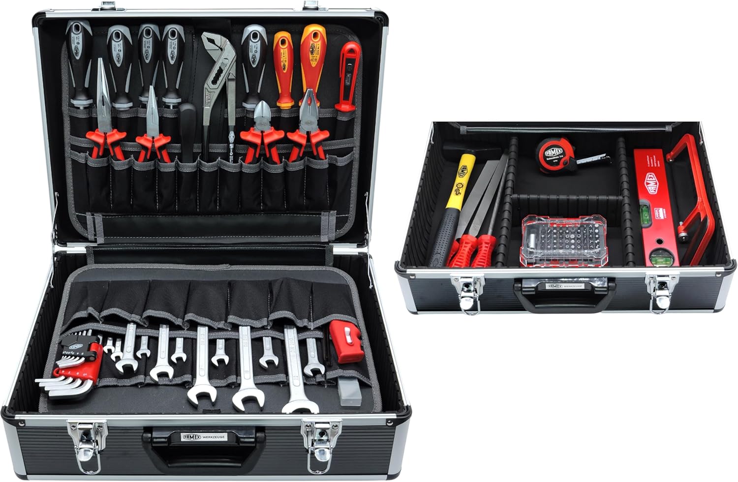 🔥 Angebote & Aktionen – FAMEX 449-93 Tool Box in Aluminium Case, Universal Tool Set, Filled Tool Set, 56 Insert Compartments for Pliers, Screwdrivers, Combination Spanner and much more – Bild 2