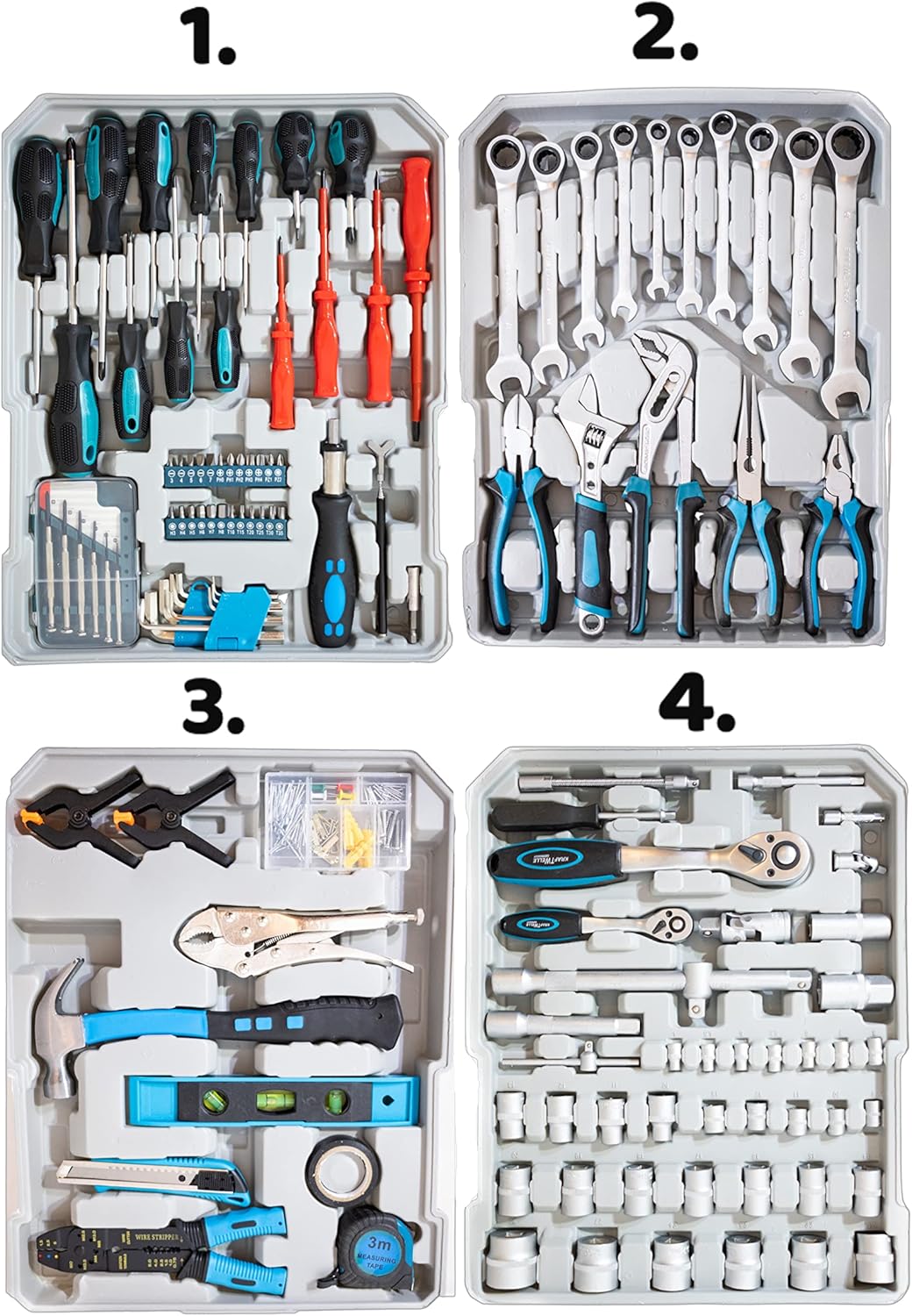 🔥 Angebote & Aktionen – Kraftwelle Tool Trolley Tool Box with 188 Pieces Tool Box Rollable Aluminium Case Reversible Ratchet Tool Set Lockable Ring Ratchet Wrench – Bild 9
