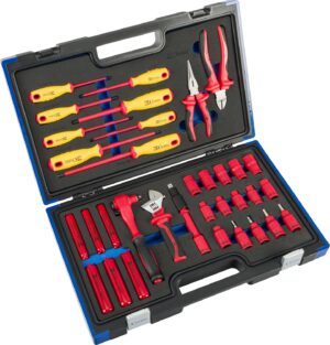 🚗 KFZ & Werkstatt – Condor Werkzeug 30034 | VDE tool box | 34 pieces | 3/8 inch | for work up to 1,000 V | ideal for repair and maintenance of electric vehicles | DIN ISO EN 60900 | xcess performance