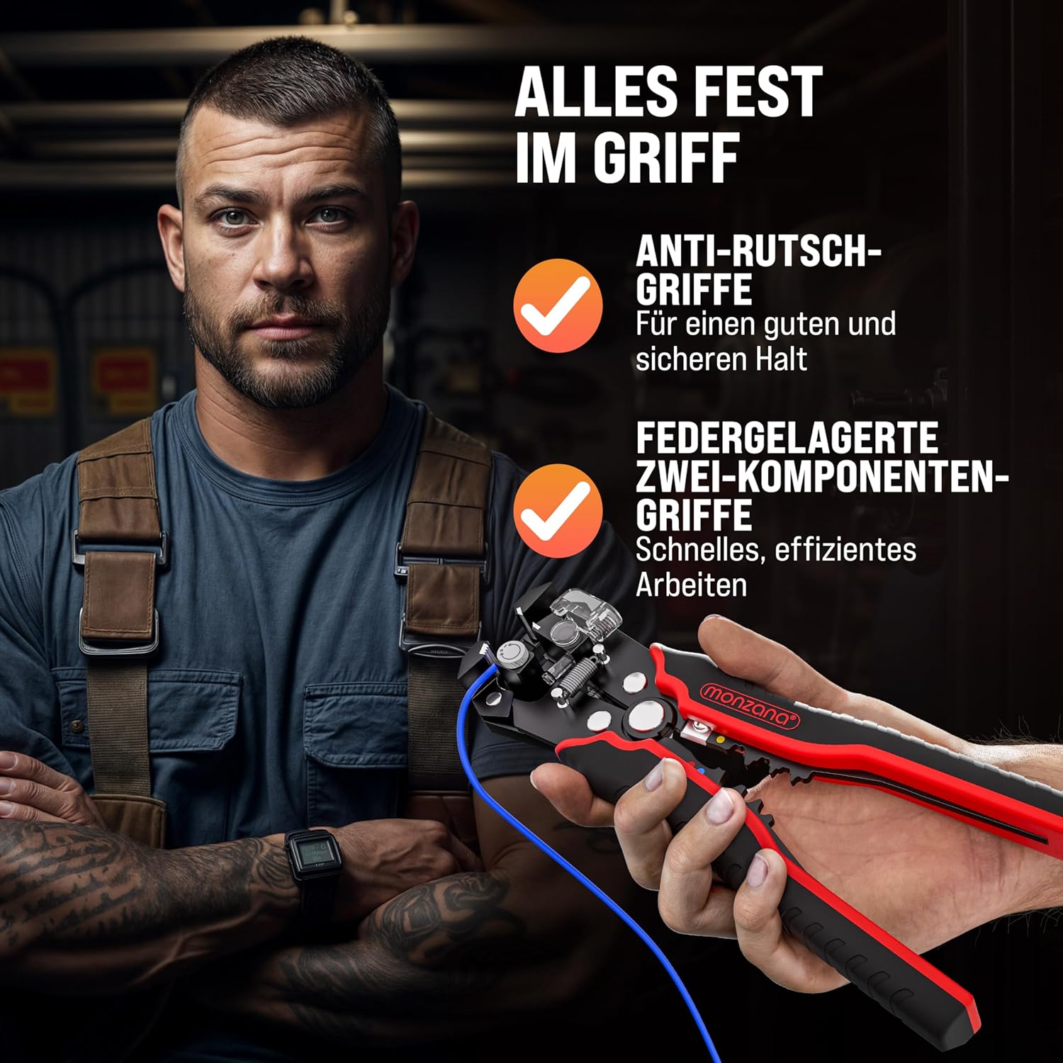 ⚡ Elektro & Technik – MONZANA Abisolierzange 3-in-1-Set, 220-teilig, Zubehörbox, 0,2–6 mm², Stahl, automatisches Isolierband, Kabelbinder, elektrisches Abisolierwerkzeug, Crimpzange, Kabel – Bild 4