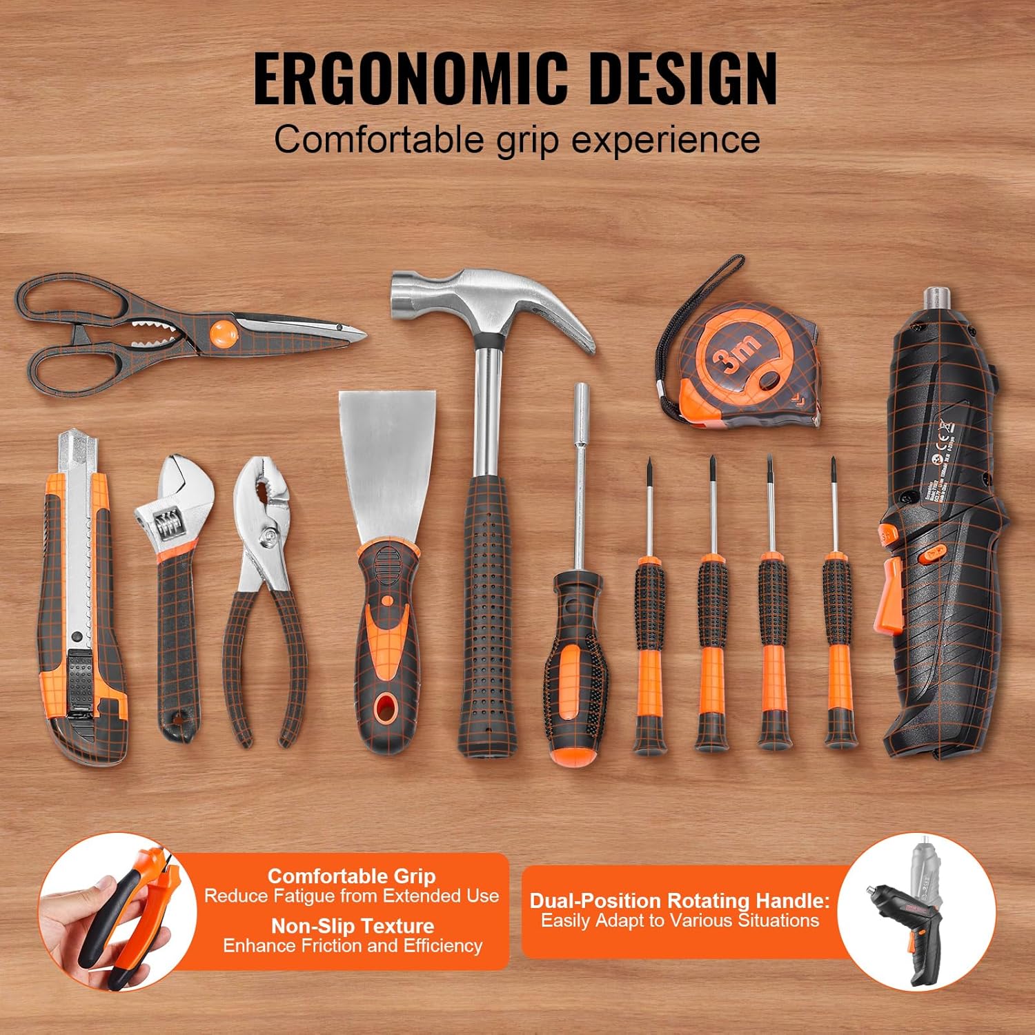 🔥 Angebote & Aktionen – VEVOR 96 Piece Household Hand Tool Set with Cordless Screwdriver and Portable Tool Case, High Quality Steel for Home Maintenance, DIY Projects and Car Repairs – Bild 5