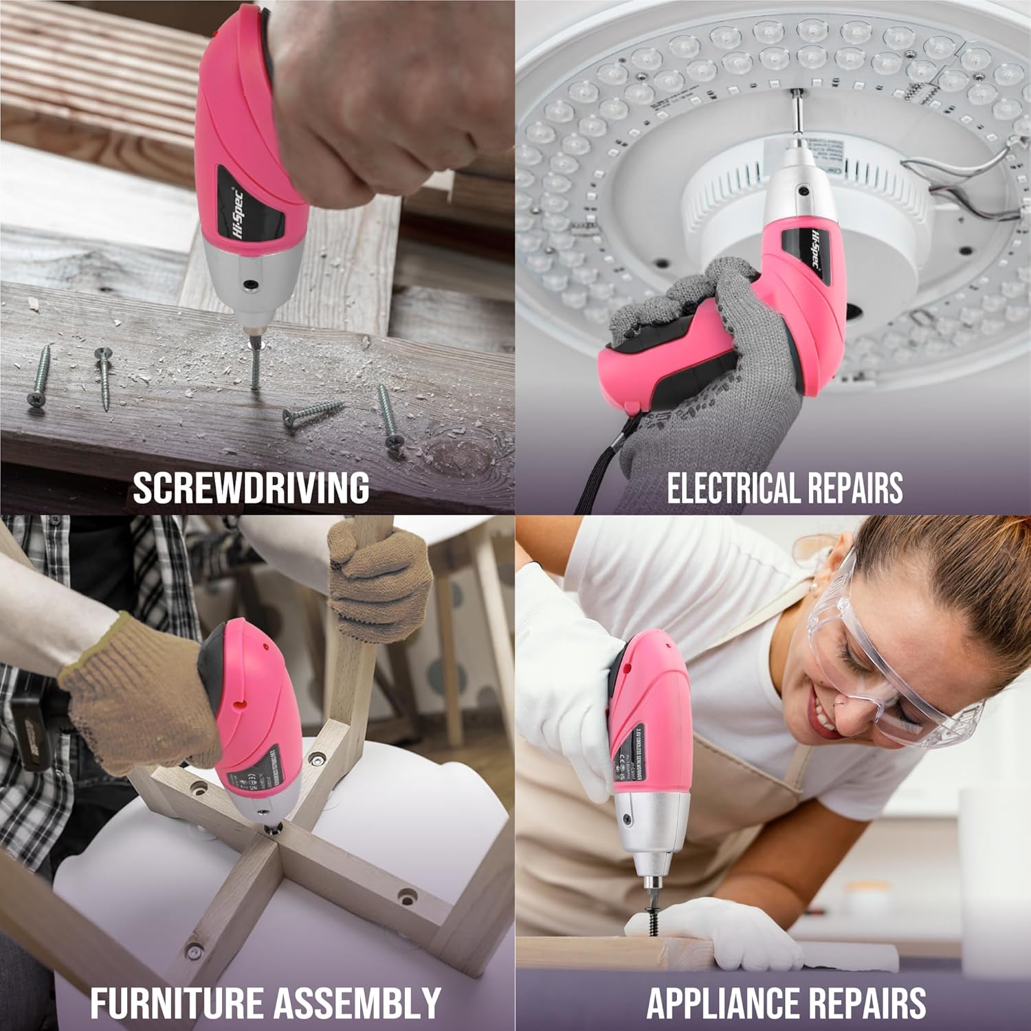 🔥 Angebote & Aktionen – Hi-Spec Small tool box filled for women with hammer, pliers, bit set and pink cordless screwdriver 3.6 V, 19 pieces, easy to use and compact, ideal for small repairs. – Bild 6