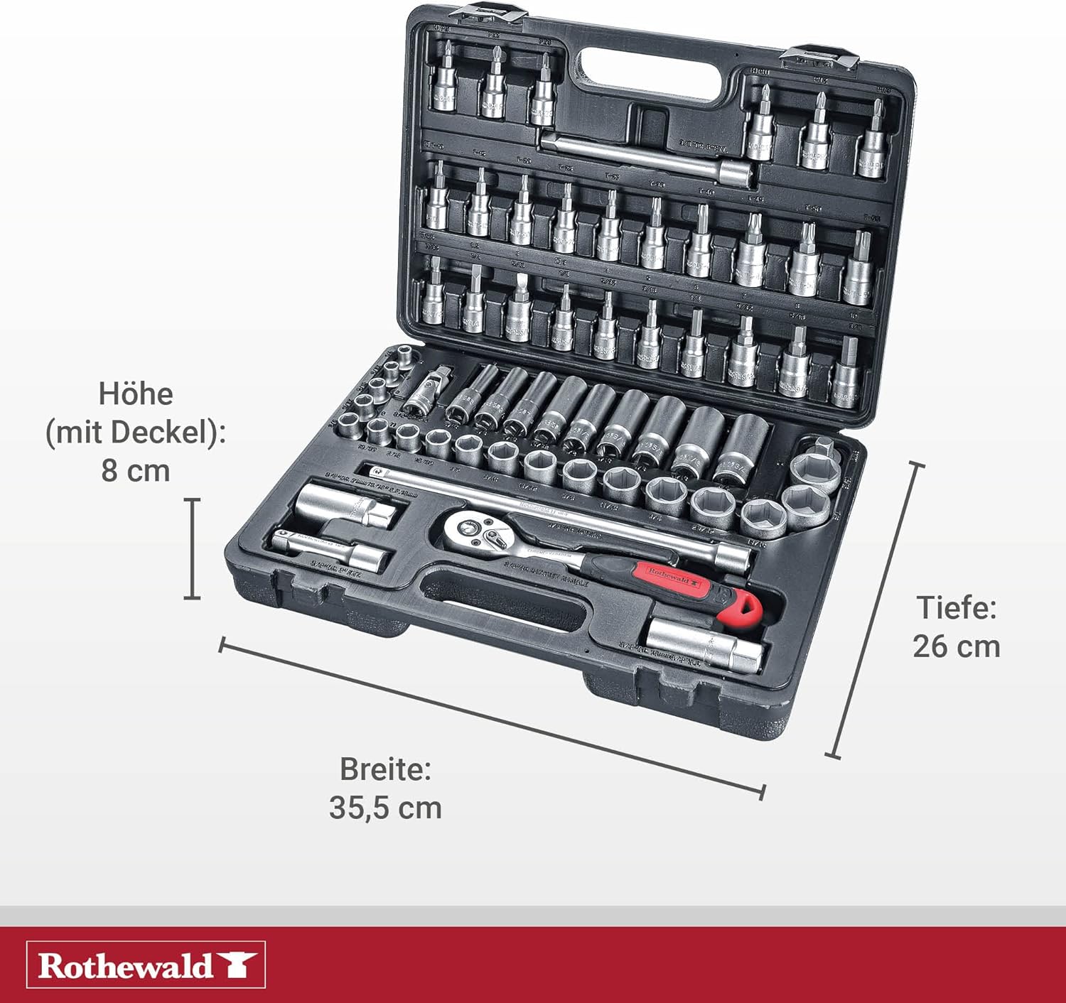 🚗 KFZ & Werkstatt – Inch Socket Set, 61 Pieces, Inch, Fine-Toothed Ratchet with Ejection Protection & Locking System, Removable Bit Holder, Tool Set with Inch Bits – Bild 5