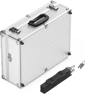 ⚒️ Bau & Montage – Wiltec Aluminium-Universalkoffer 46 x 33 x 15,2 cm, abschließbare Aluminiumbox zur Aufbewahrung und zum Transport von Werkzeugen, Messgeräten etc., mit Griff und Tragegurt