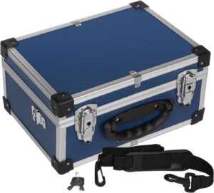 🔥 Angebote & Aktionen – anndora Tool Box 70106 Aluminium Frame Case - Tool Box 32.5 x 25.5 x 17.5 cm with Neoprene Lining and Carry Strap - Blue