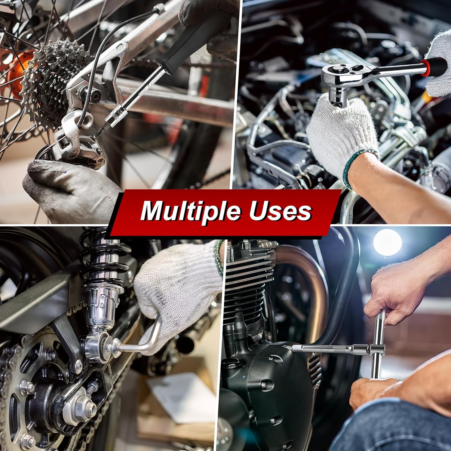 🔥 Angebote & Aktionen – TLGREEN 108-Piece Socket Spanner Set Cr-V Socket Spanner Set Ratchet Box with 1/4 Inch and 1/2 Inch 72 Teeth Reversible Ratchet Hexagonal Socket Spanner Insert for Car Motorcycle Bicycle Home – Bild 3