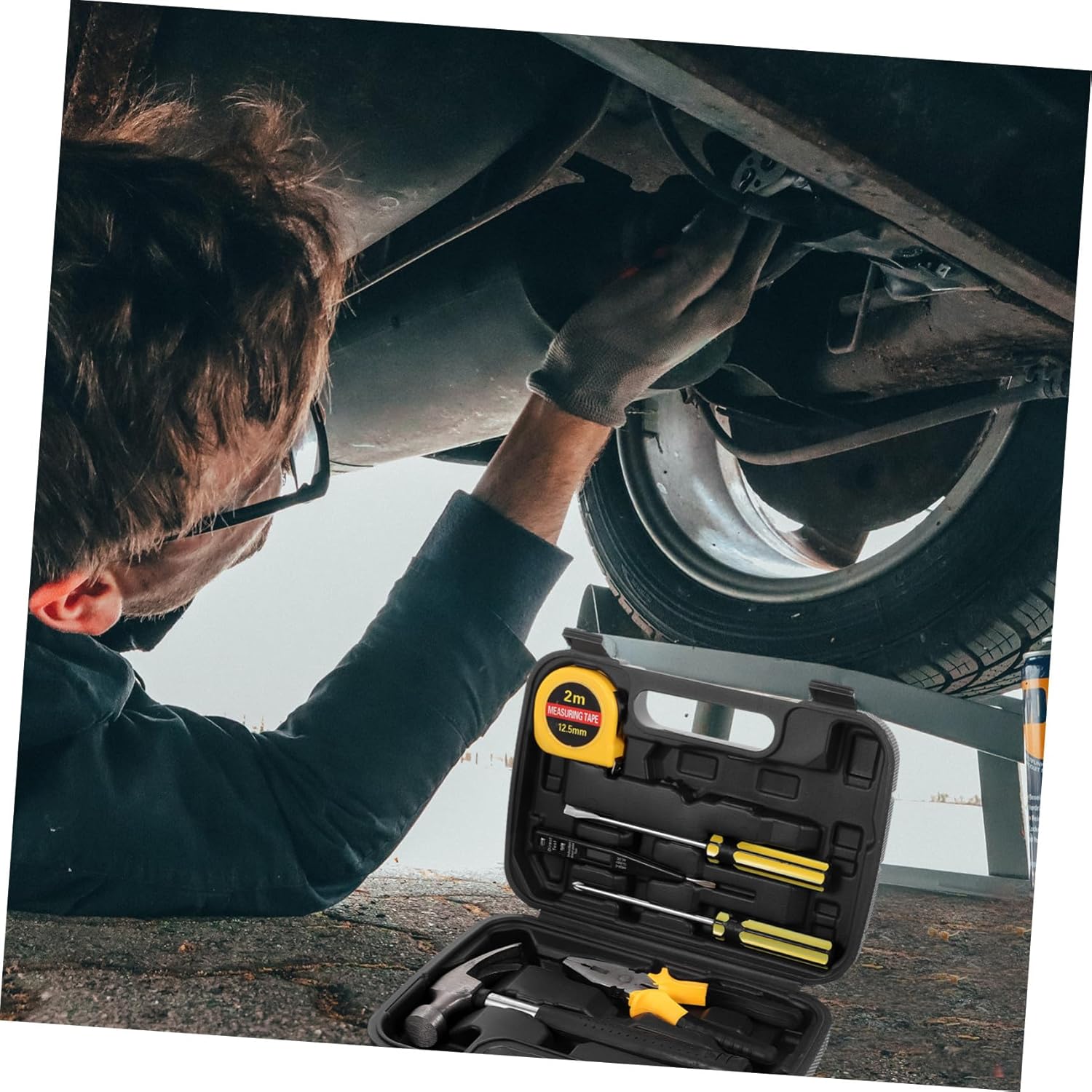 🔥 Angebote & Aktionen – Werkzeugkoffer mit Hammer Schraubendreher Maßband Zange Cutter Robuster Heimwerker Werkzeugkasten für Auto Reparatur und Haushalt Tragbar und Vielseitig Einsetzbar – Bild 6