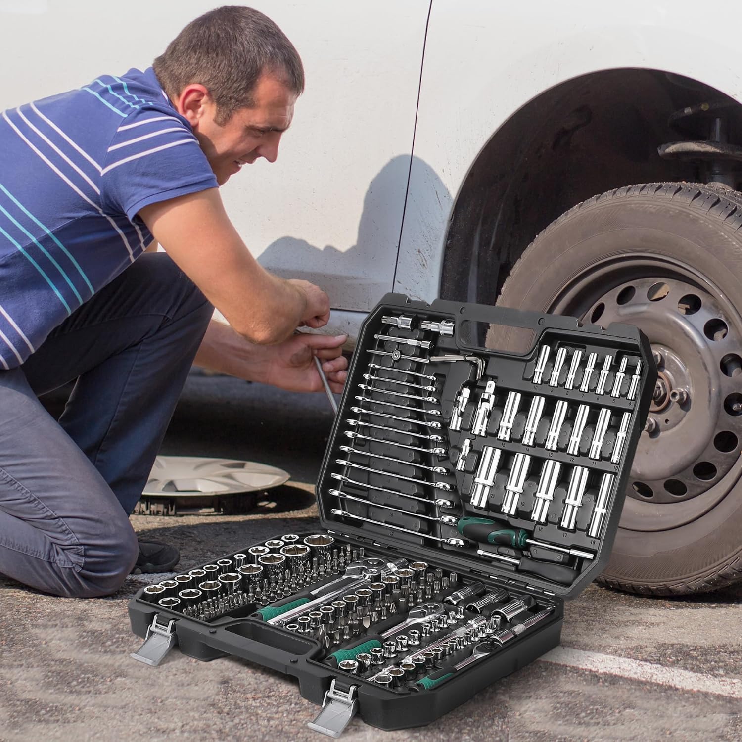 🔥 Angebote & Aktionen – Filled Tool Box, 216 Tool Set, Tool Box, Tool Set, Household Basics Tool for Workshop and Household with Wrench, Hammer, Pliers, Screwdrivers – Bild 7