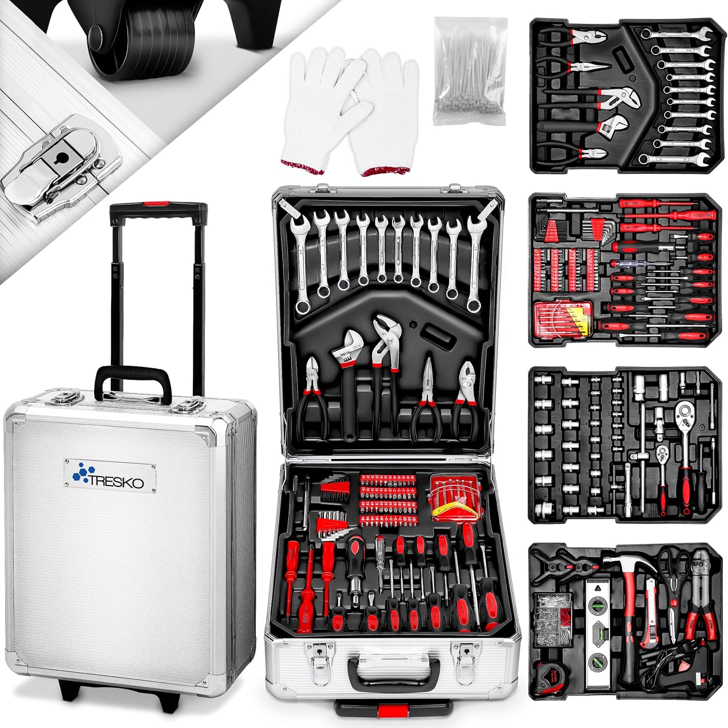 ⚒️ Bau & Montage – Tresko Werkzeugkoffer, 859 Teile, Werkzeugkoffer, Werkzeugtasche, Werkzeugset, Werkzeugwagen, Chrom-Vanadium-Stahl