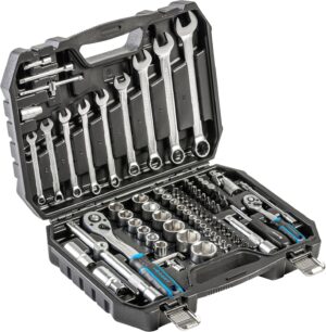 🚗 KFZ & Werkstatt – Högert Technik Tool Set 85-Piece Socket Spanner and Bit Set 1/4 Inch and 1/2 Inch CRV Steel Ratchet 72T Fork Ring Wrench DIN 3124 in Steel Case