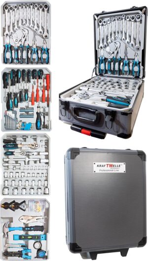 🔥 Angebote & Aktionen – Kraftwelle Tool Trolley Tool Box with 188 Pieces Tool Box Rollable Aluminium Case Reversible Ratchet Tool Set Lockable Ring Ratchet Wrench