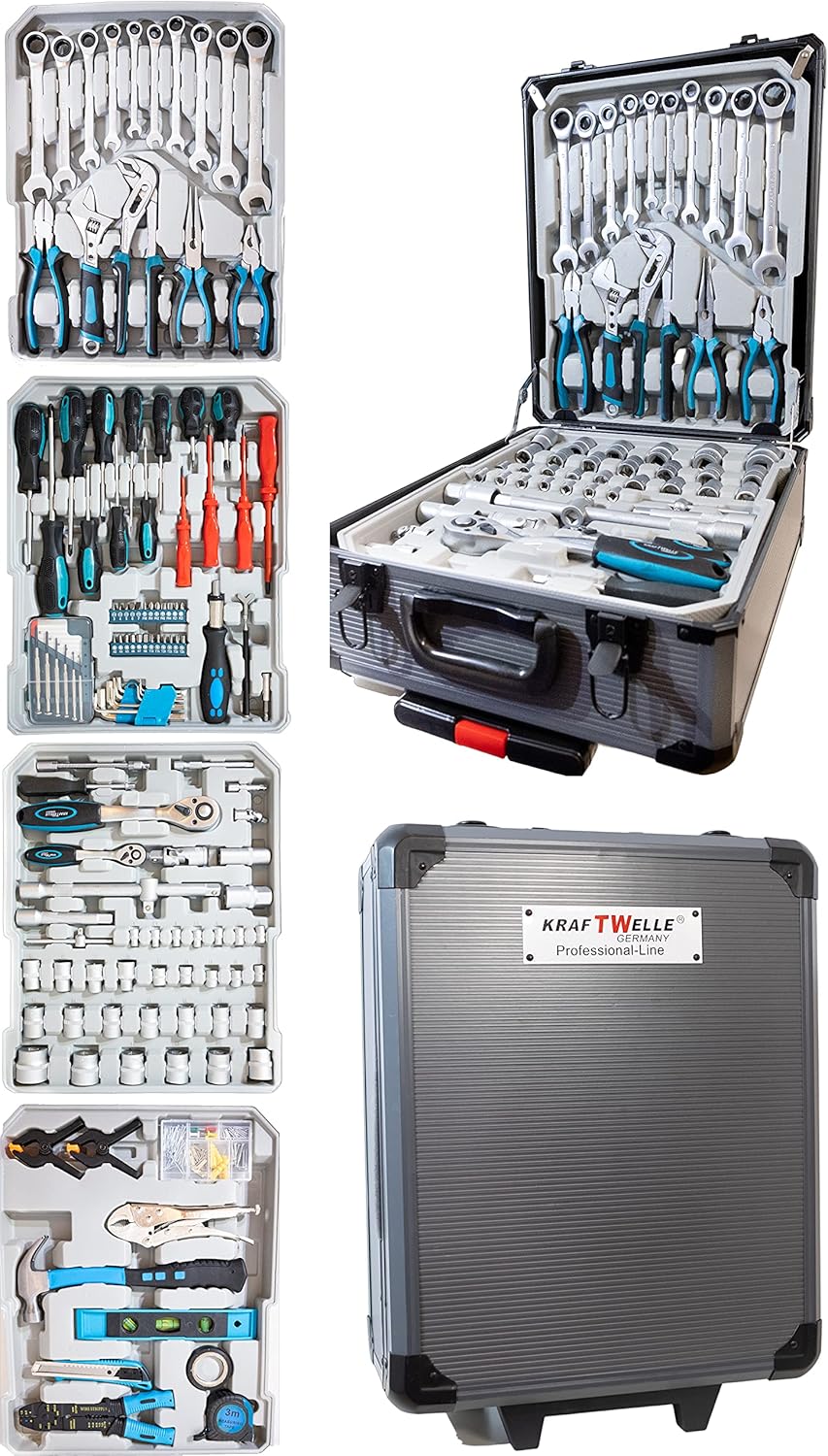 🔥 Angebote & Aktionen – Kraftwelle Tool Trolley Tool Box with 188 Pieces Tool Box Rollable Aluminium Case Reversible Ratchet Tool Set Lockable Ring Ratchet Wrench