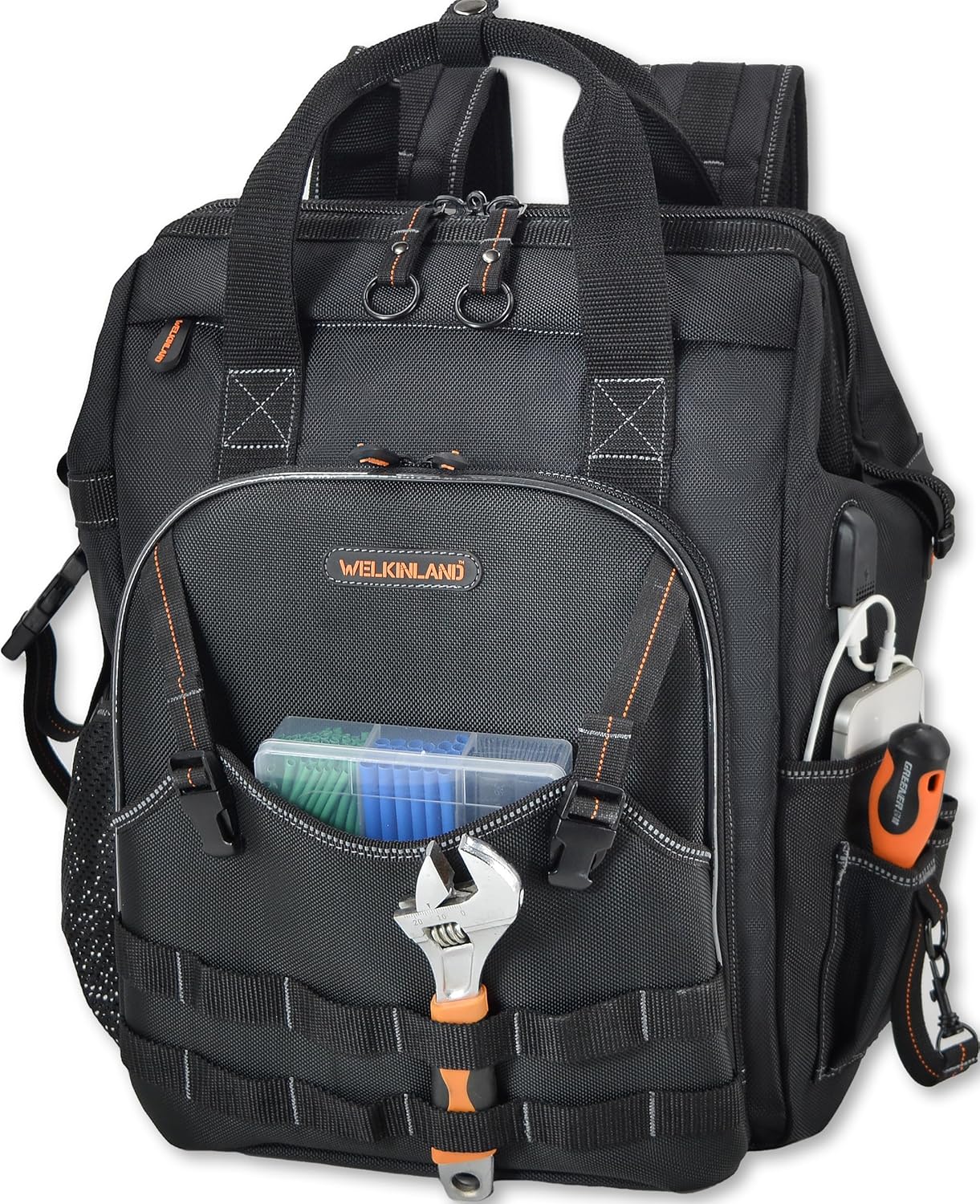 ⚡ Elektro & Technik – WELKINLAND Werkzeugrucksack mit 55 Taschen, Werkzeugtasche, Werkzeugtasche, Werkzeugrucksack, Elektriker-Rucksack, Werkzeugrucksack, Werkzeugrucksack, robust