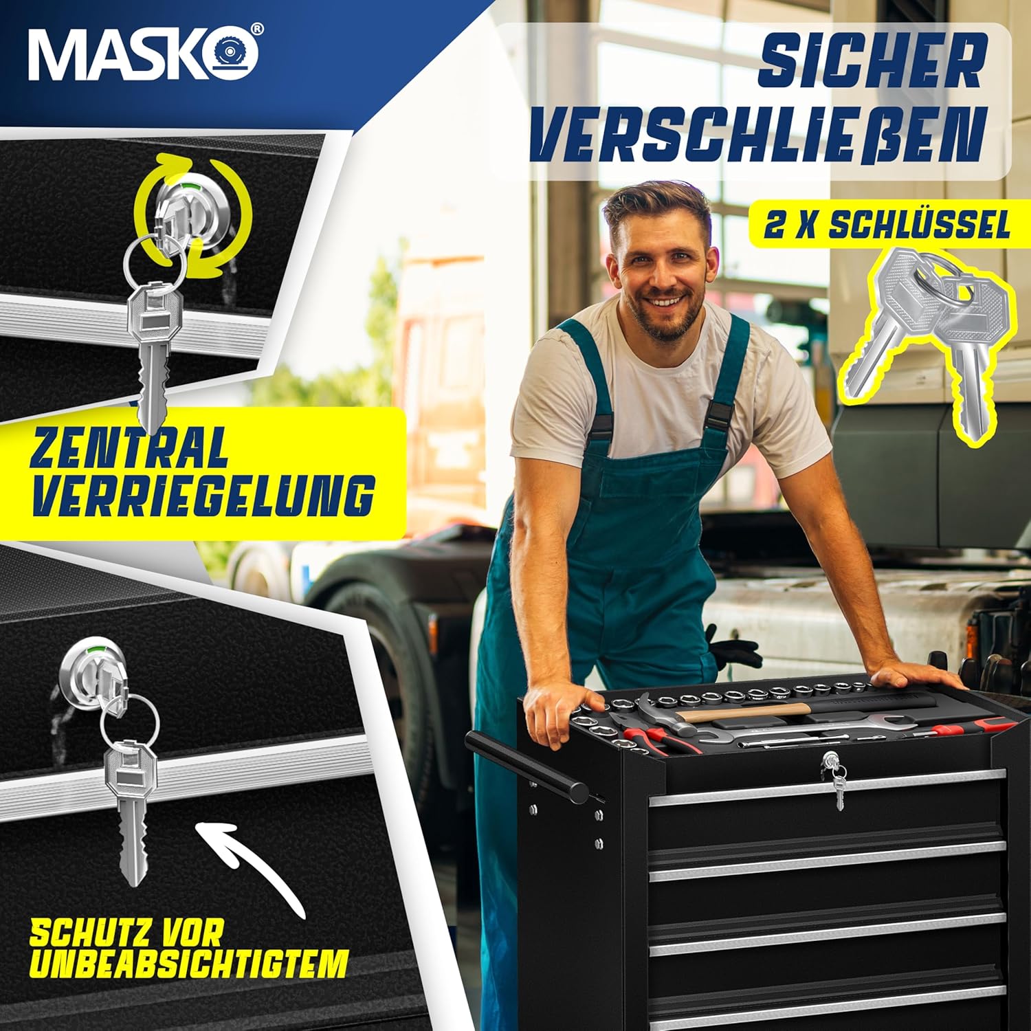 🔥 Angebote & Aktionen – Masko® Workshop Tool Trolley with 5 & 7 Compartments – Bild 5