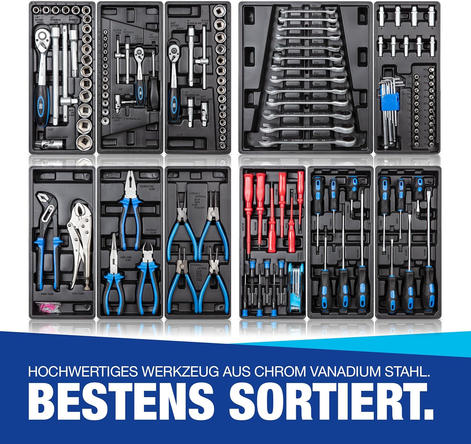 🚗 KFZ & Werkstatt – Tool trolley trolley tool box tool chest and Tools 220 pieces – Bild 3