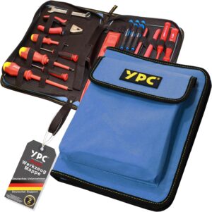 ⚒️ Bau & Montage – YPC ZipCaddy XL – Werkzeugmappe 31 x 23 x 5 cm, Werkzeug-Organizer mit großer Außentasche und 34 Halteschlaufen, Werkzeugtasche leer, Werkzeugmappe, Schraubenschlüsseltasche, Werkzeugkoffer