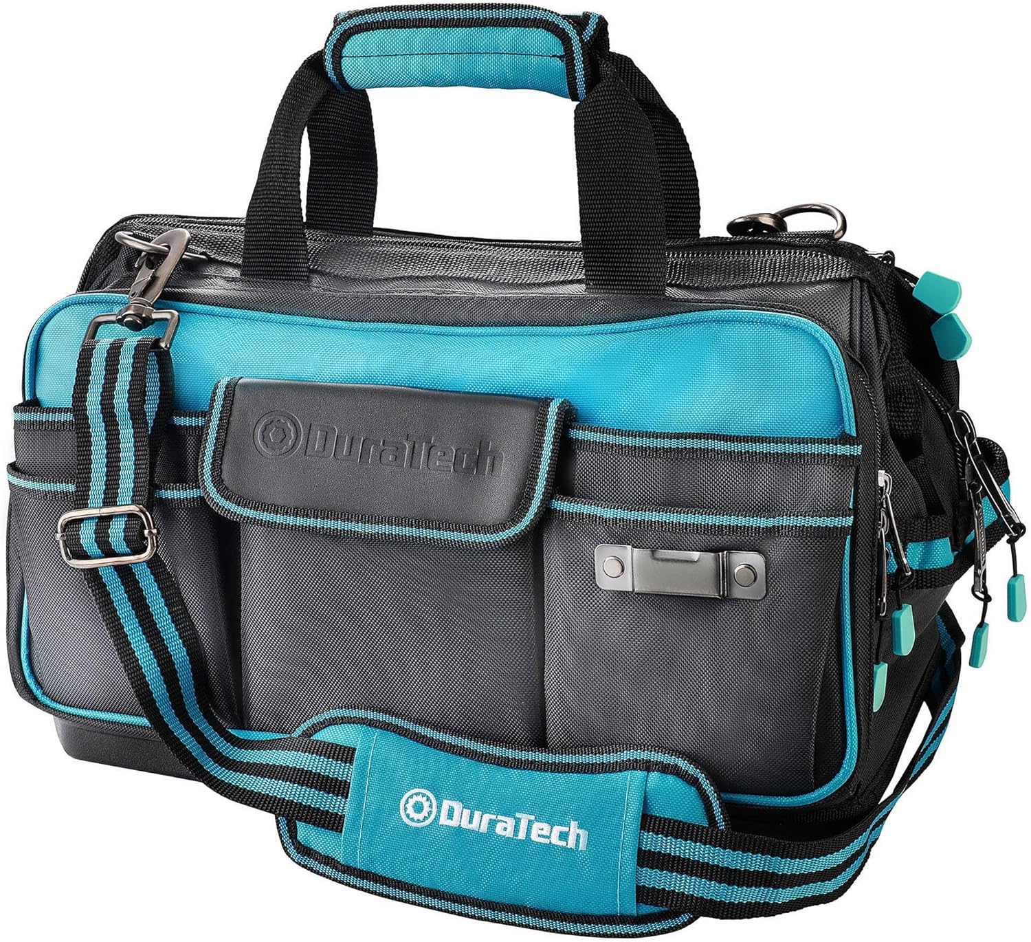⚡ Elektro & Technik – DURATECH Elektriker-Werkzeugtasche, wasserdicht, 43 cm, professionelle Werkzeugtasche mit breiter Öffnung und hohem Fassungsvermögen, 840D-Polyester, 32 Taschen, verstellbarer Riemen, Clip-Design, für Heimwerker