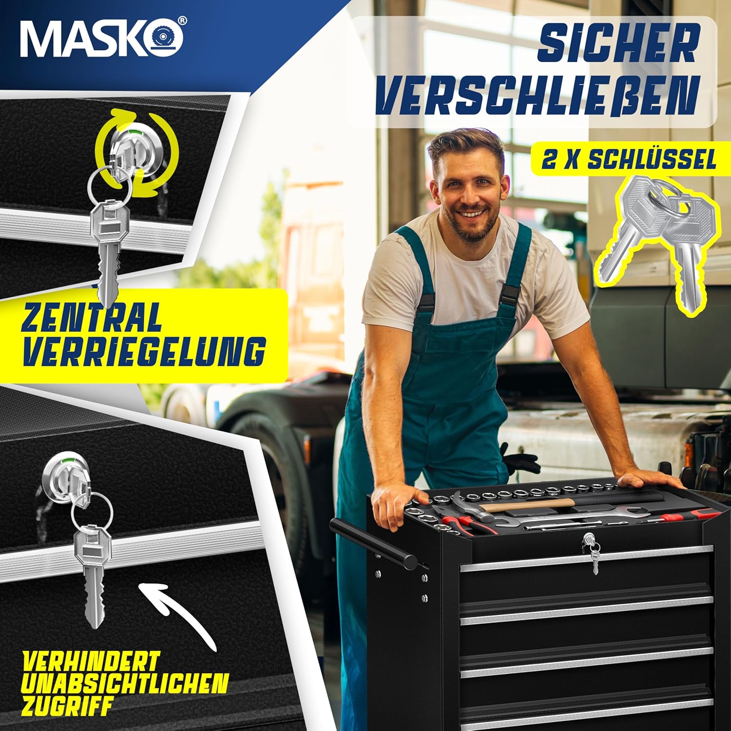 🔥 Angebote & Aktionen – Masko® Workshop Tool Trolley with 5 & 7 Compartments – Bild 6