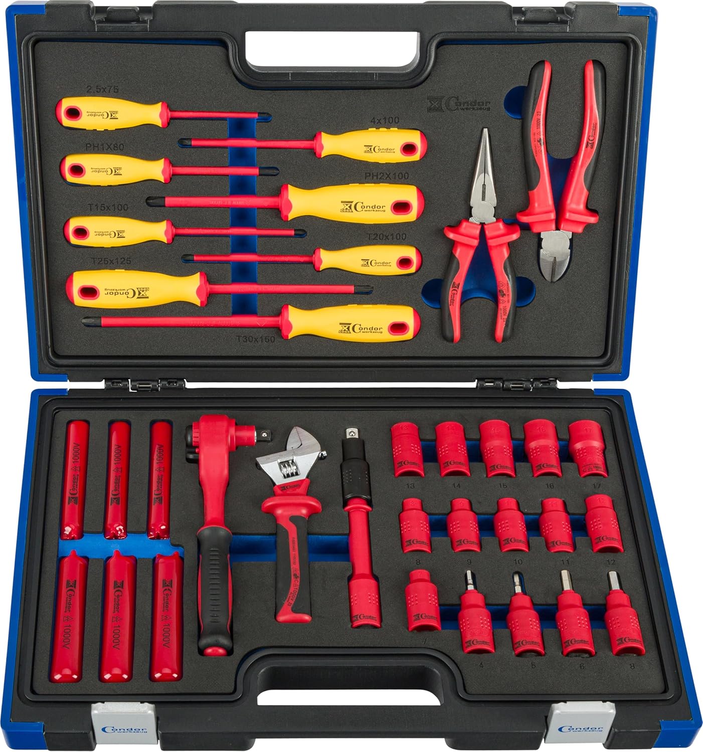 🚗 KFZ & Werkstatt – Condor Werkzeug 30034 | VDE tool box | 34 pieces | 3/8 inch | for work up to 1,000 V | ideal for repair and maintenance of electric vehicles | DIN ISO EN 60900 | xcess performance – Bild 2