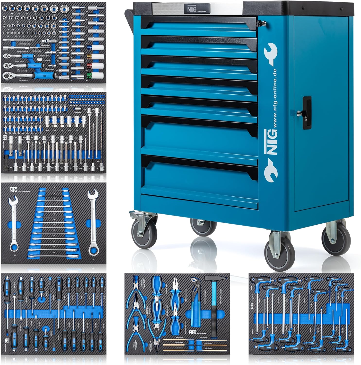 ⚡ Elektro & Technik – Werkzeugwagen, Trolley-Werkzeugkasten mit Werkzeugen und Schaumstoffeinlagen