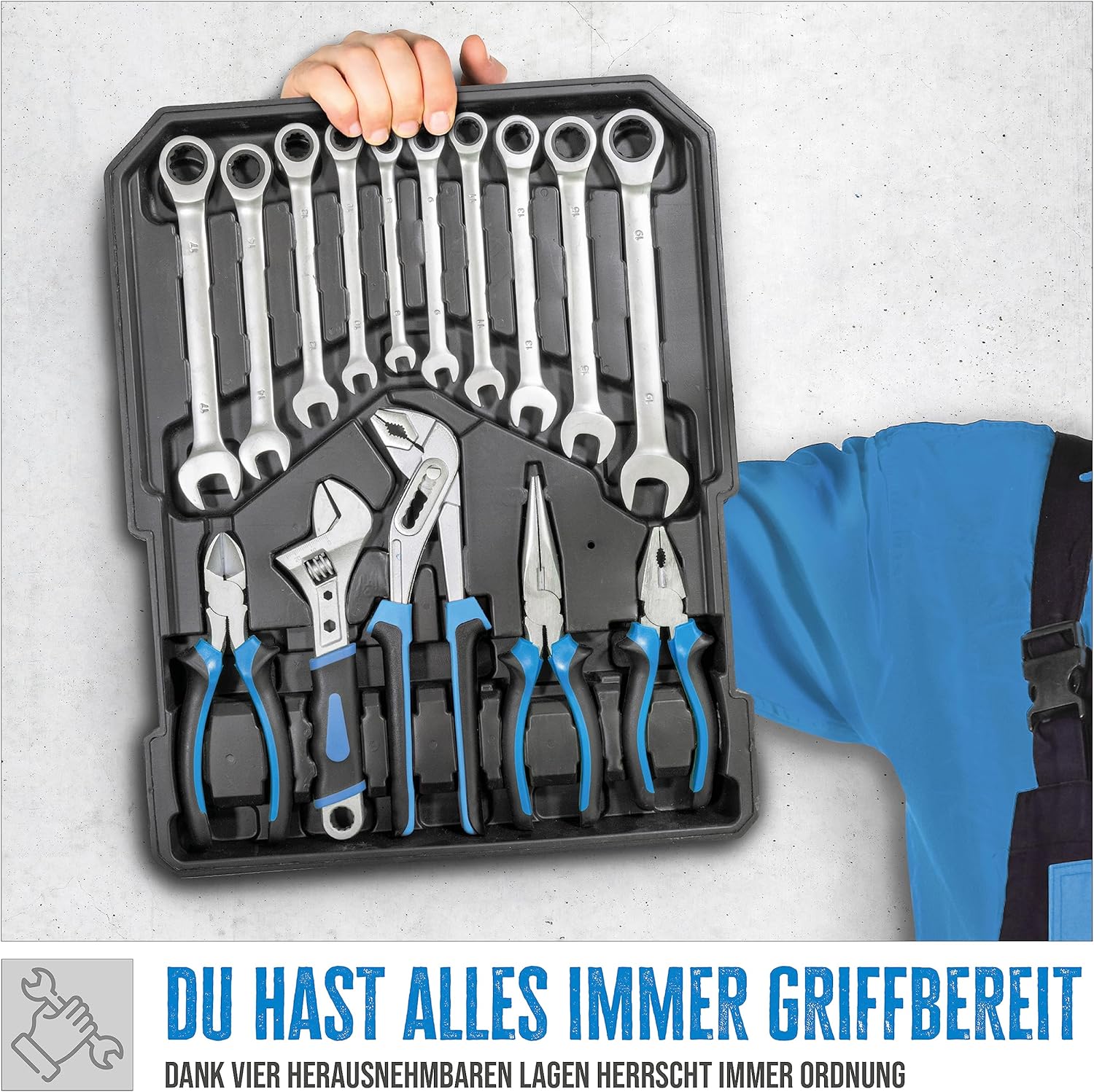 🔥 Angebote & Aktionen – Güde 39004 GWZT 500 Tool Trolley (500-Piece Tool Set Made of Chrome Vanadium and Carbon Steel in Practical Trolley Case) Blue Black – Bild 4