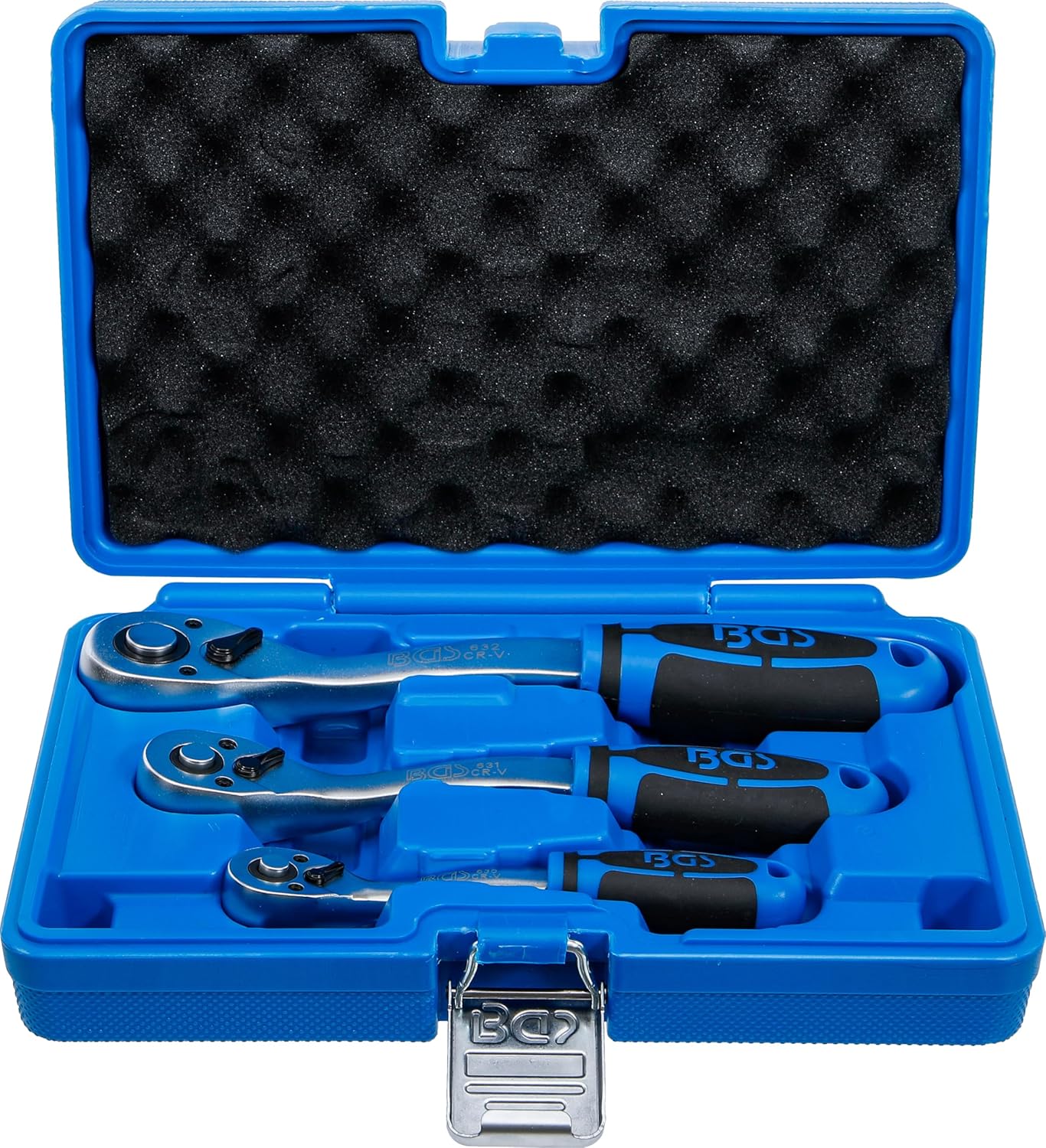 🚗 KFZ & Werkstatt – BGS 621 | Reversible Ratchet Set | 3 Pieces | Fine-toothed | 6.3 mm (1/4 inch) - 10 mm (3/8 inch) - 12.5 mm (1/2 inch) | Ratchet